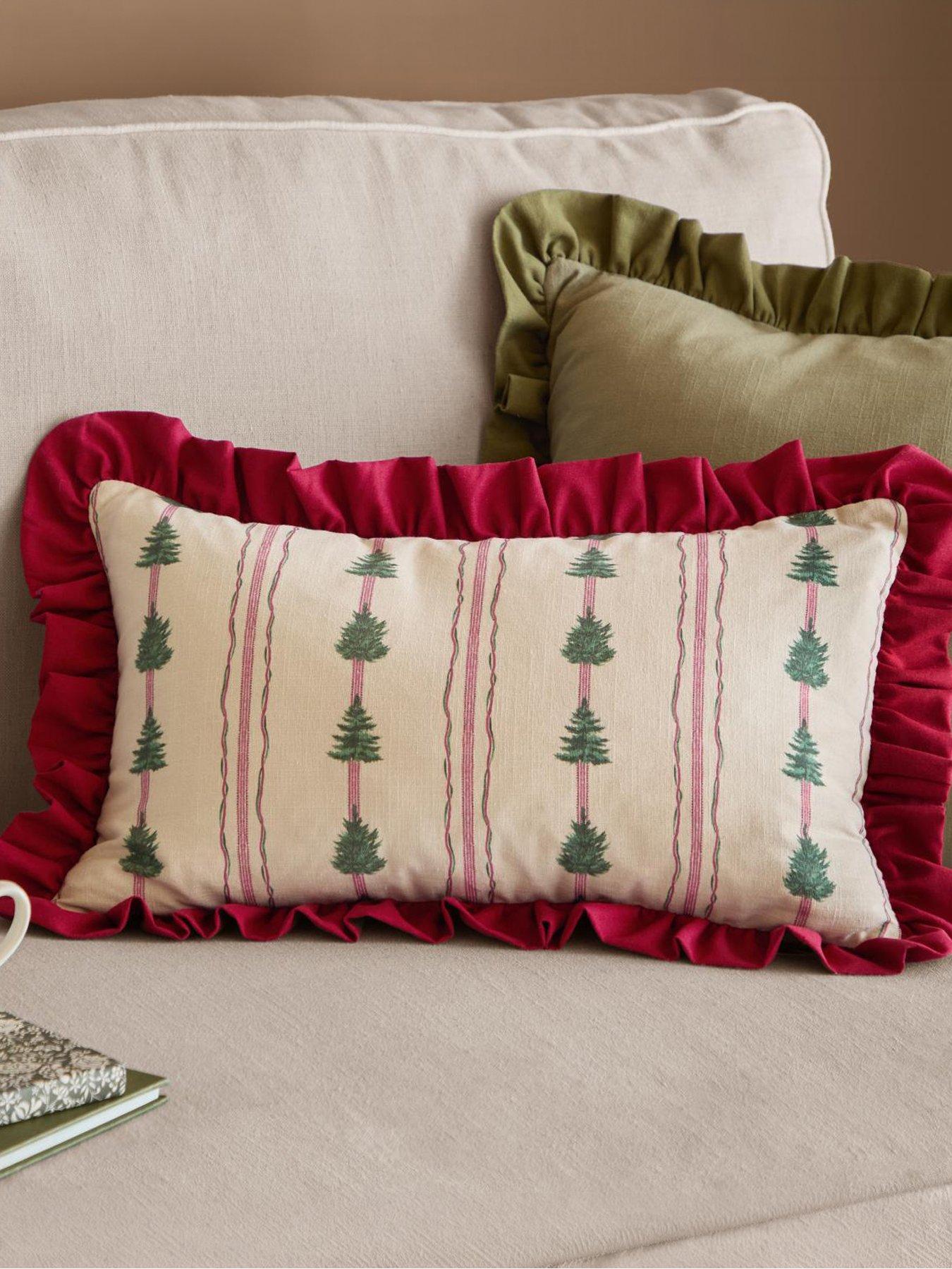 Furn Spruce Stripes 30x50 Polyester Cushion Linen/ Dark Red