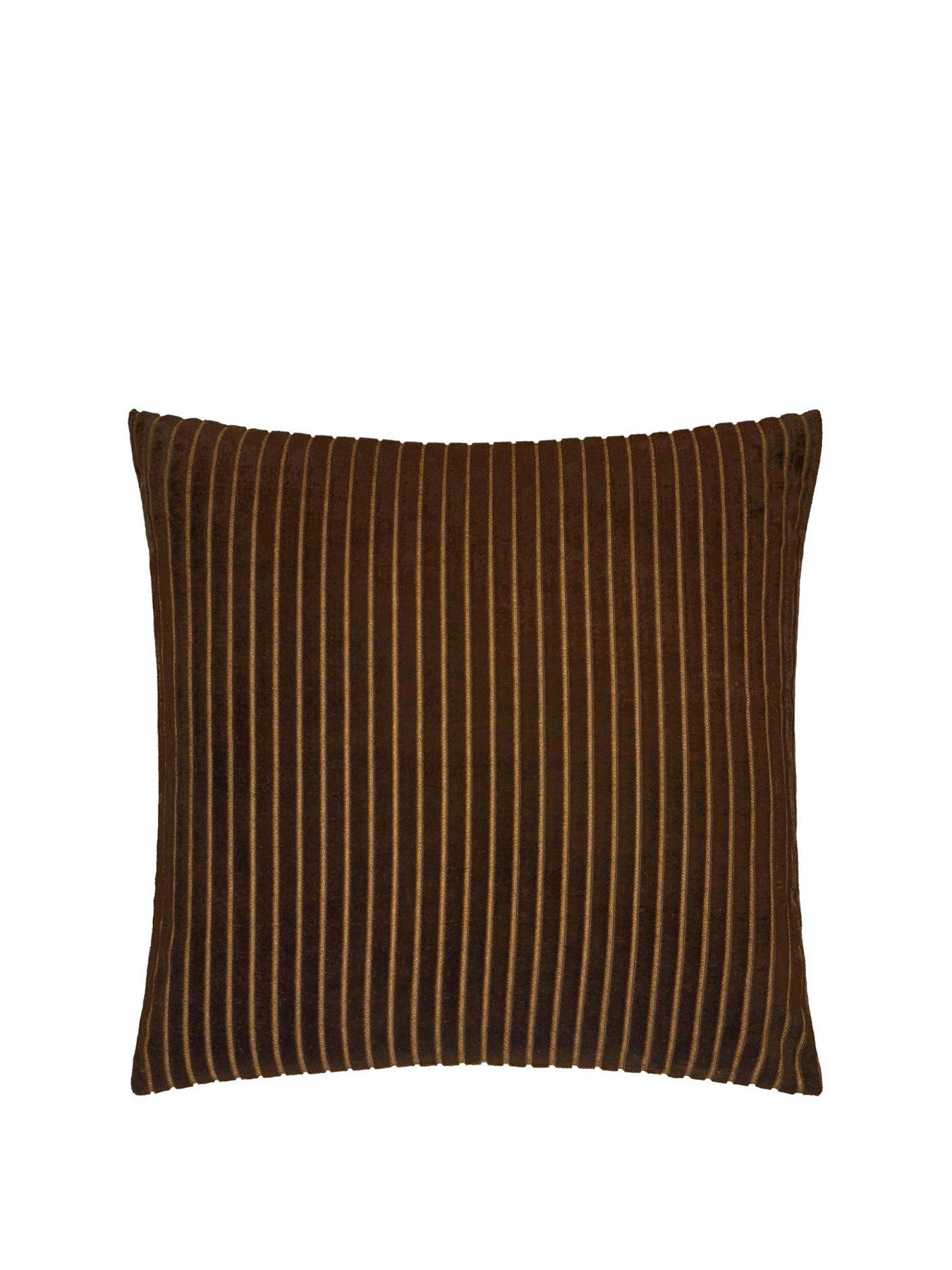 Image 1 of 3 of Paoletti Savoy Stripe 50x50 Polyester Cushion Chocolate