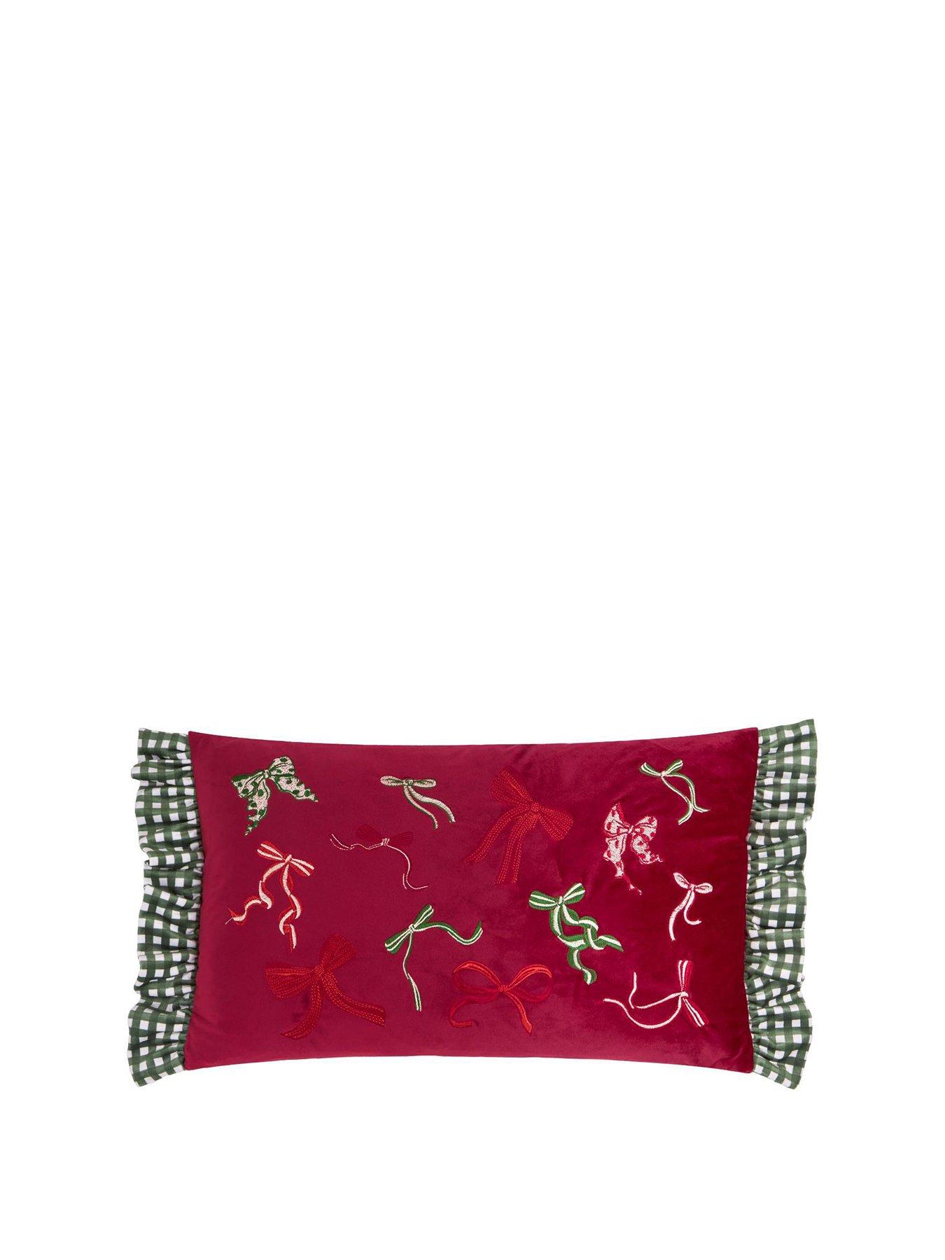 Furn Ditsy Bows 30x50 Polyester Cushion Red/green