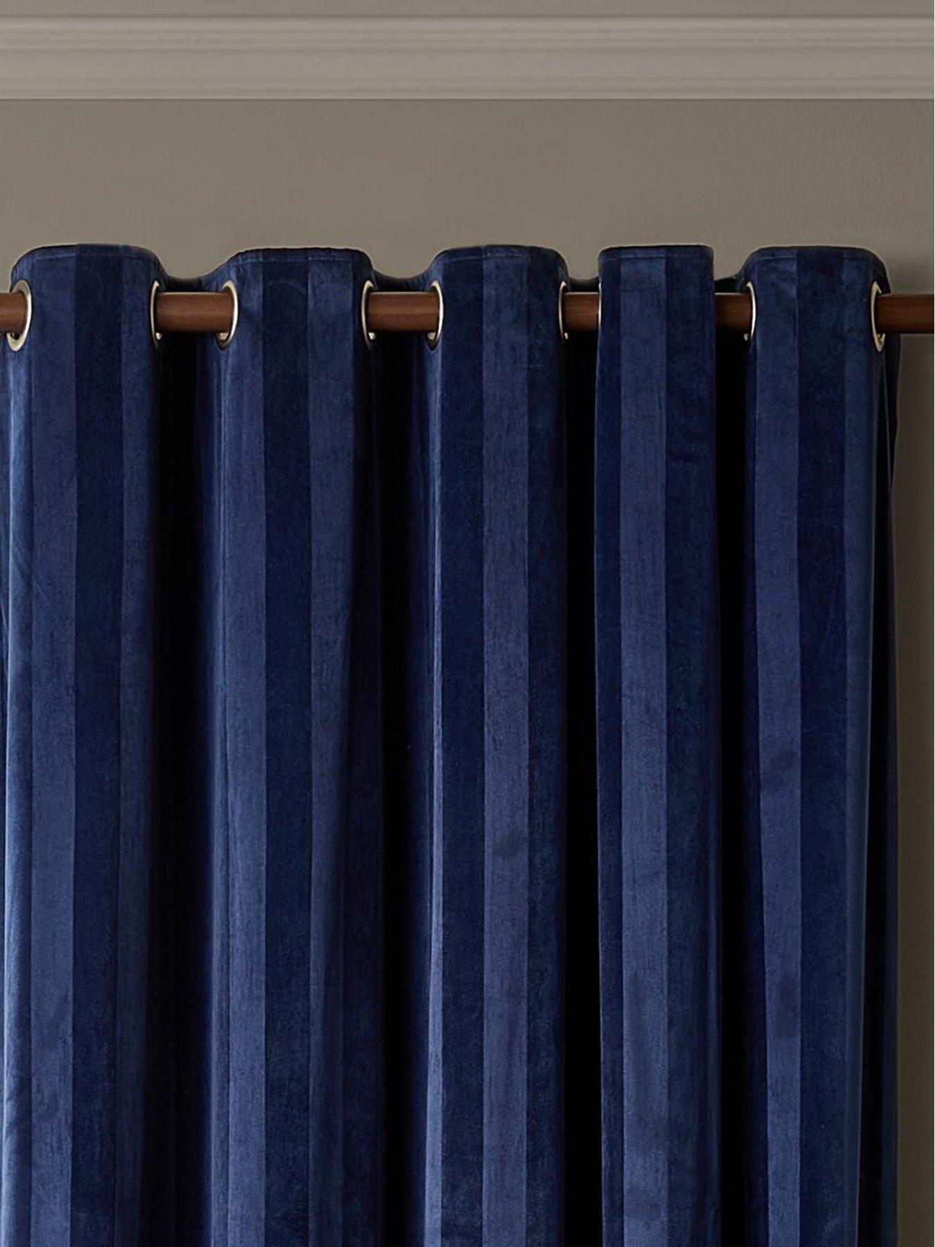 Image 2 of 5 of Paoletti Regency Stripe Eyelet Curtains Midnight