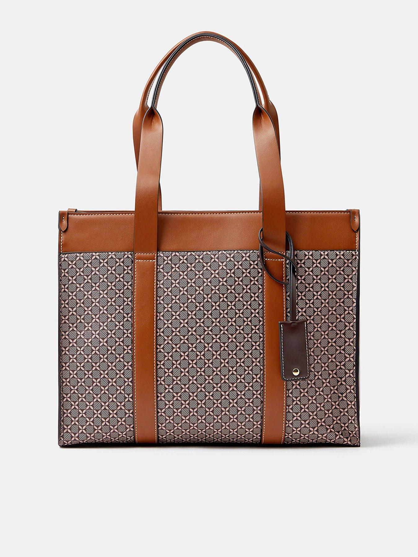 Image 1 of 5 of Accessorize Monogram Shoulder Tote Bag - Multi