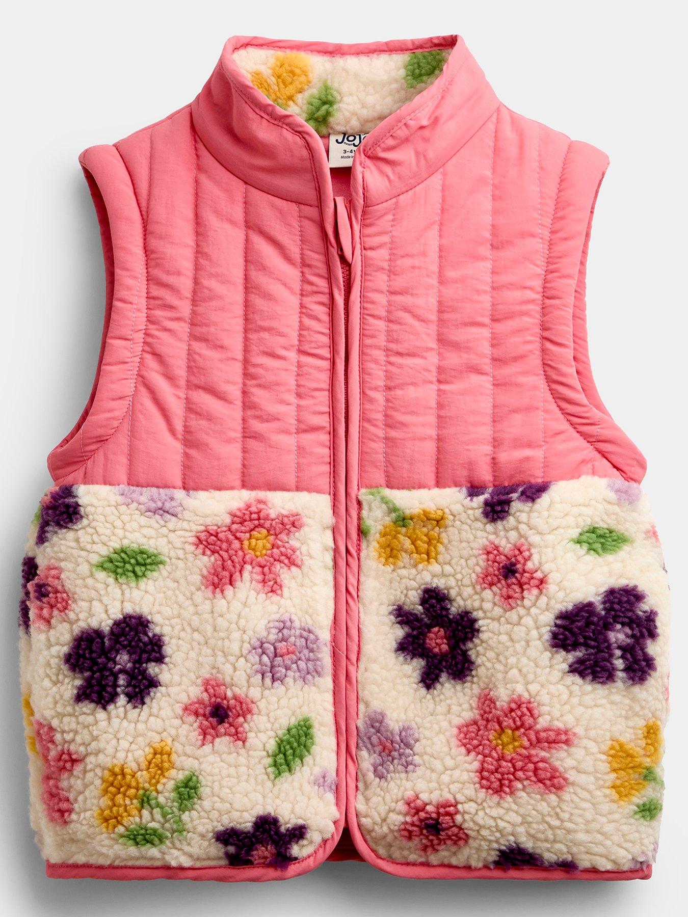 Image 3 of 6 of JoJo Maman Bebe Toddler Girls 2-in-1 Bold Flower Fleece Jacket - Cream