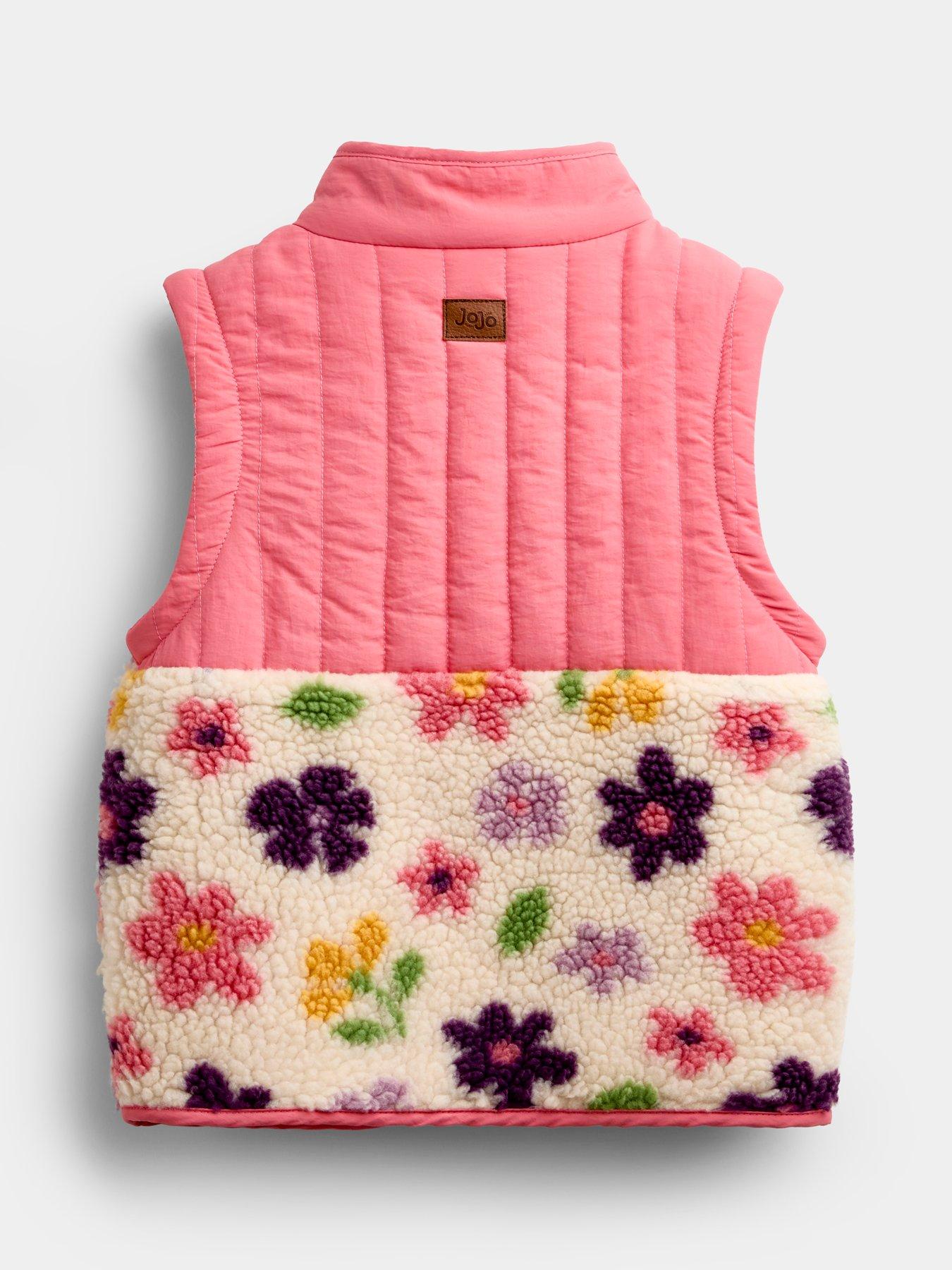 Image 4 of 6 of JoJo Maman Bebe Toddler Girls 2-in-1 Bold Flower Fleece Jacket - Cream
