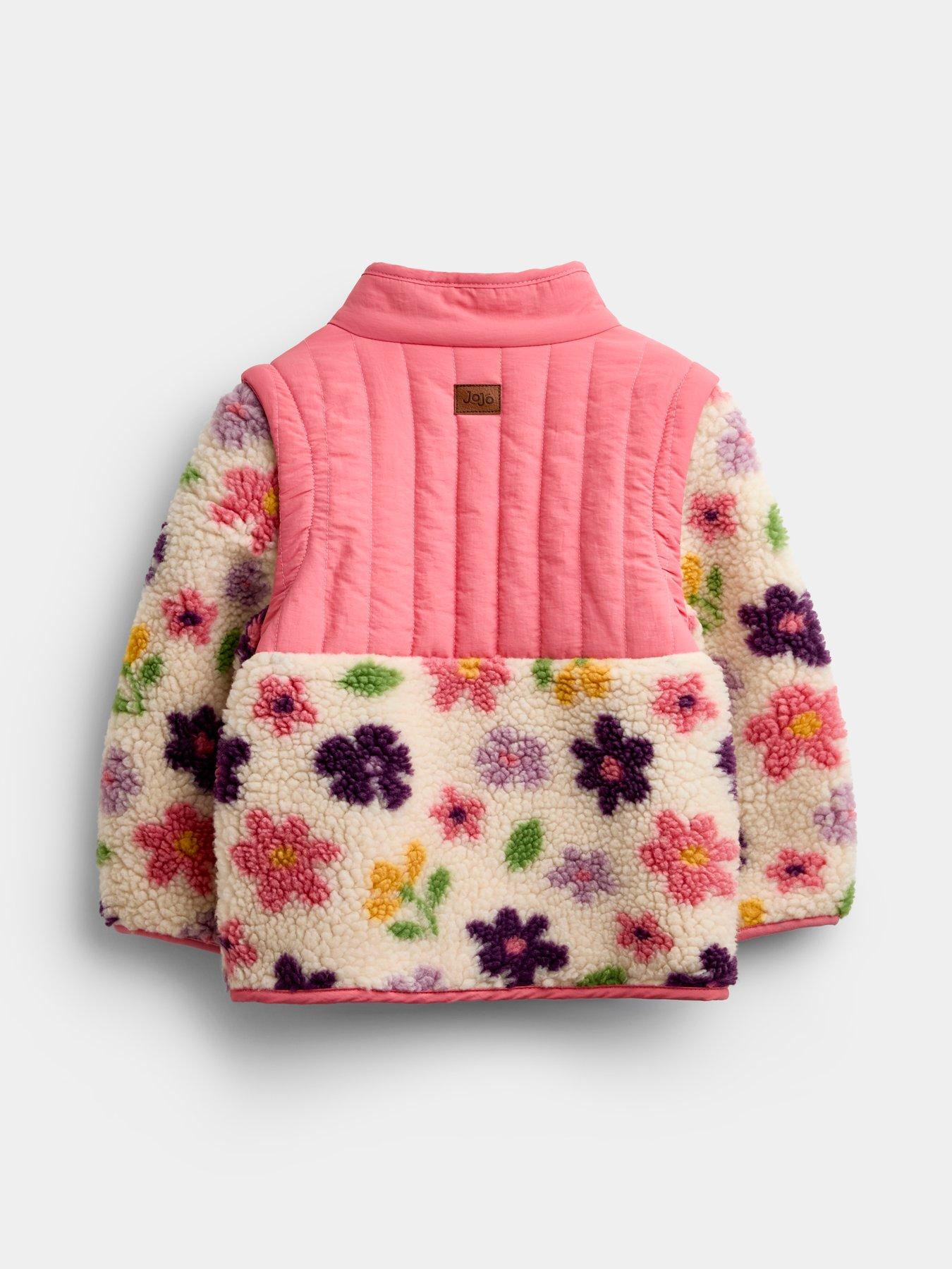 Image 6 of 6 of JoJo Maman Bebe Toddler Girls 2-in-1 Bold Flower Fleece Jacket - Cream