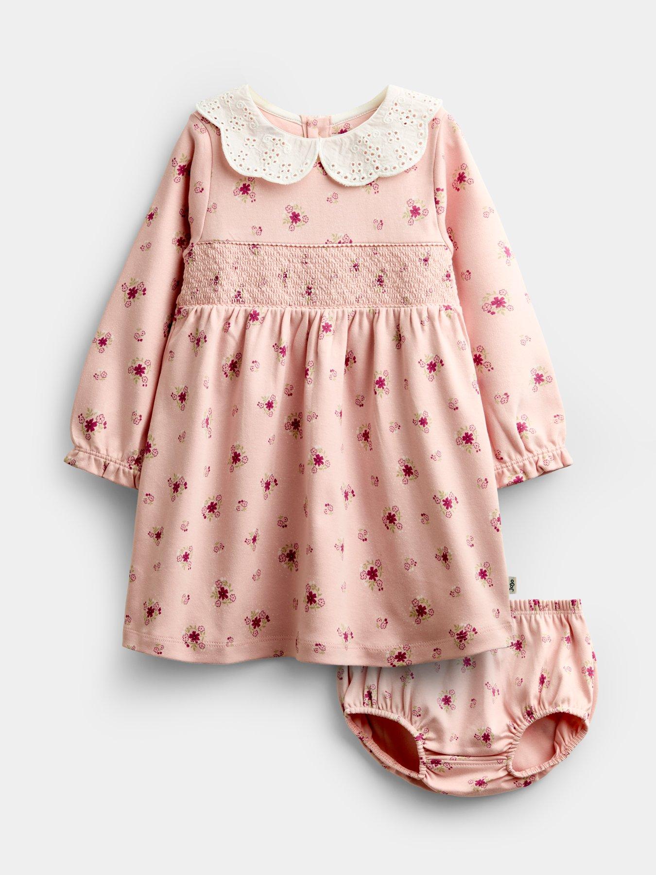 Image 1 of 5 of JoJo Maman Bebe Baby Girls Floral Smocked Dress Set - Pink
