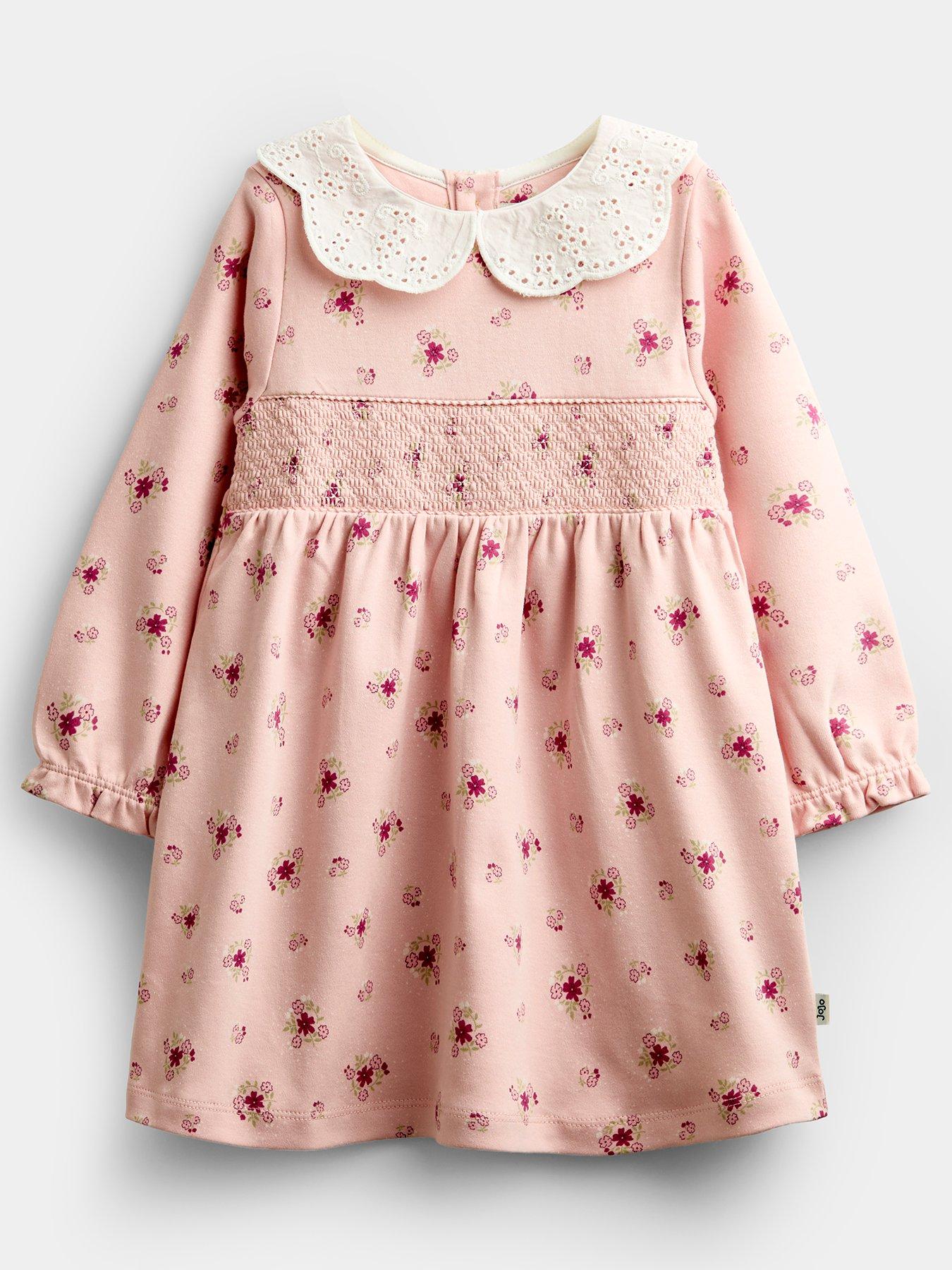 Image 3 of 5 of JoJo Maman Bebe Baby Girls Floral Smocked Dress Set - Pink