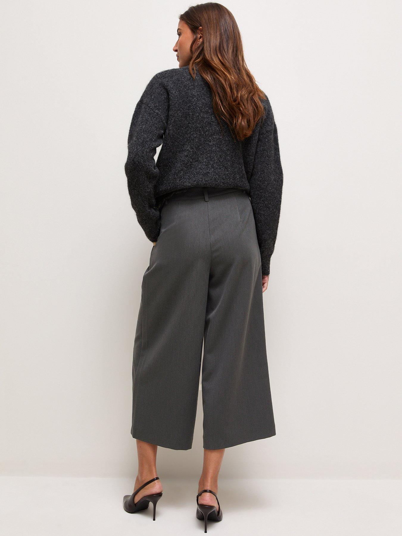 Image 2 of 5 of New Look Dark Grey Front Pleat Culottes