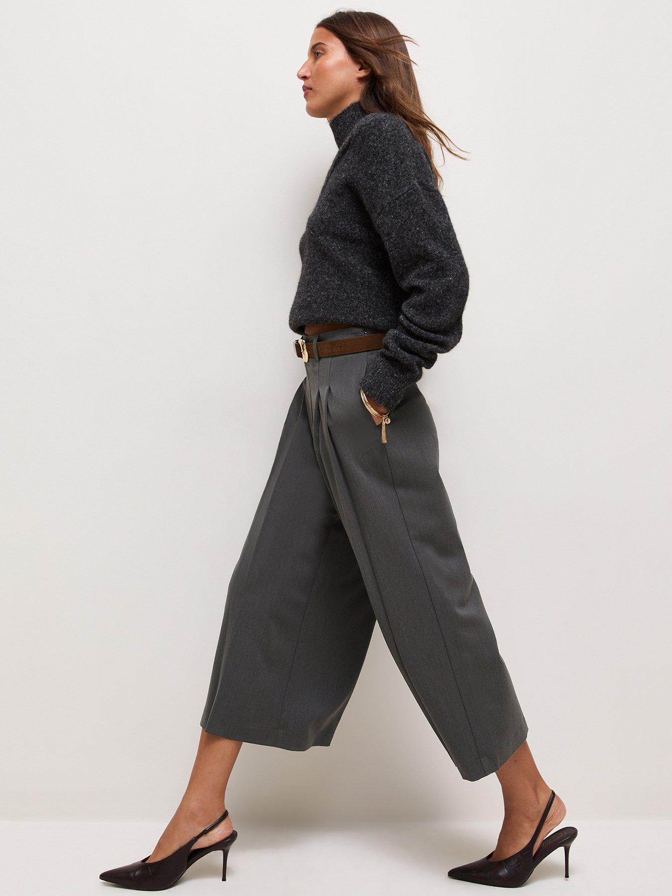 Image 3 of 5 of New Look Dark Grey Front Pleat Culottes