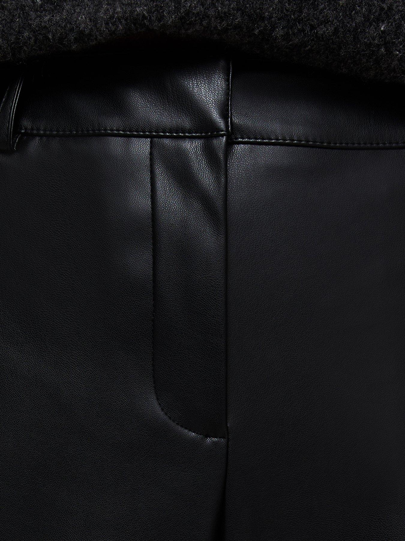 Image 5 of 6 of New Look Womens Faux Leather Wide Leg Trousers - Black