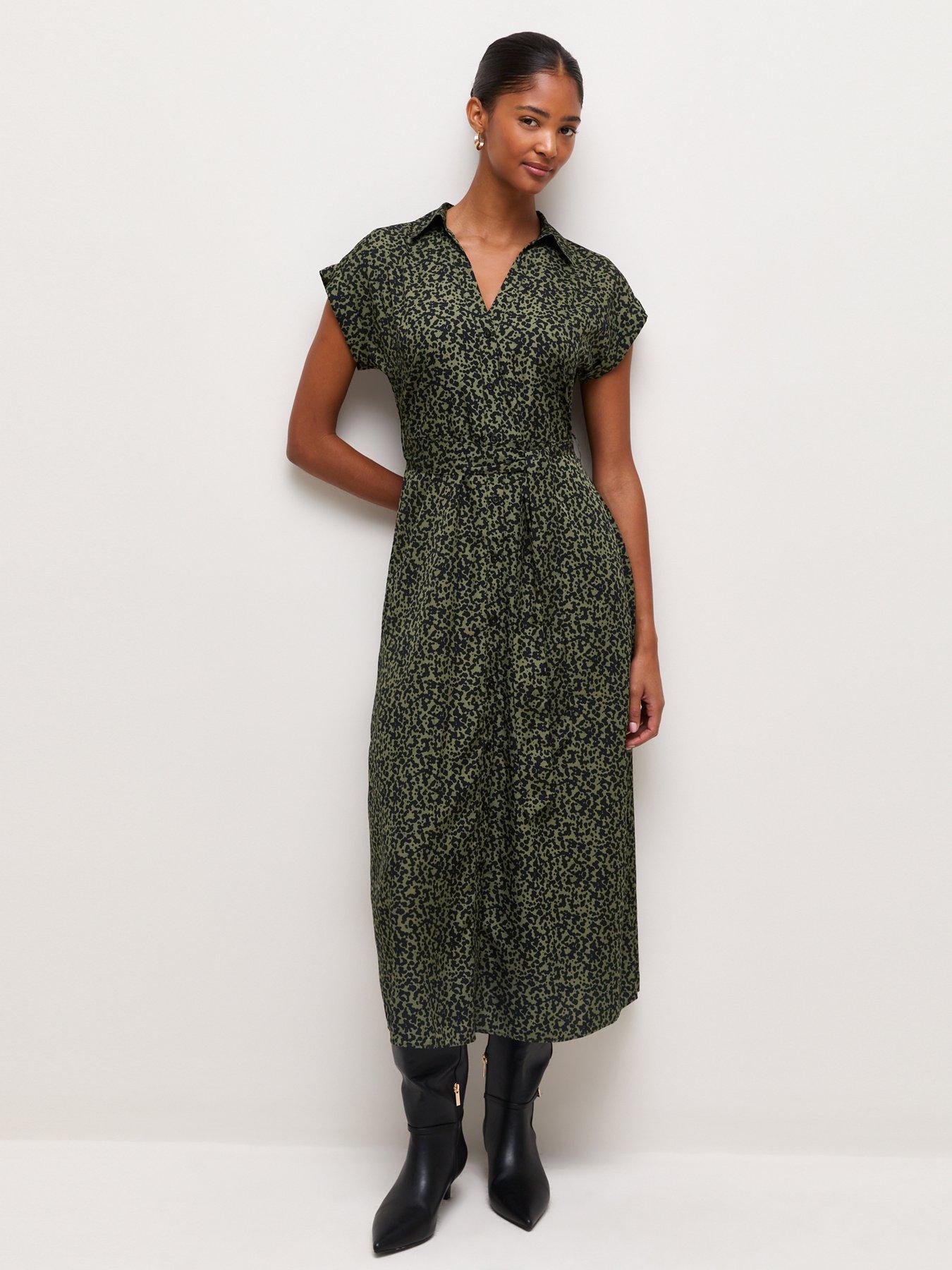 new look green floral wrap dress Crepe Patch Print Midi - Pink Satin & Stone Accents