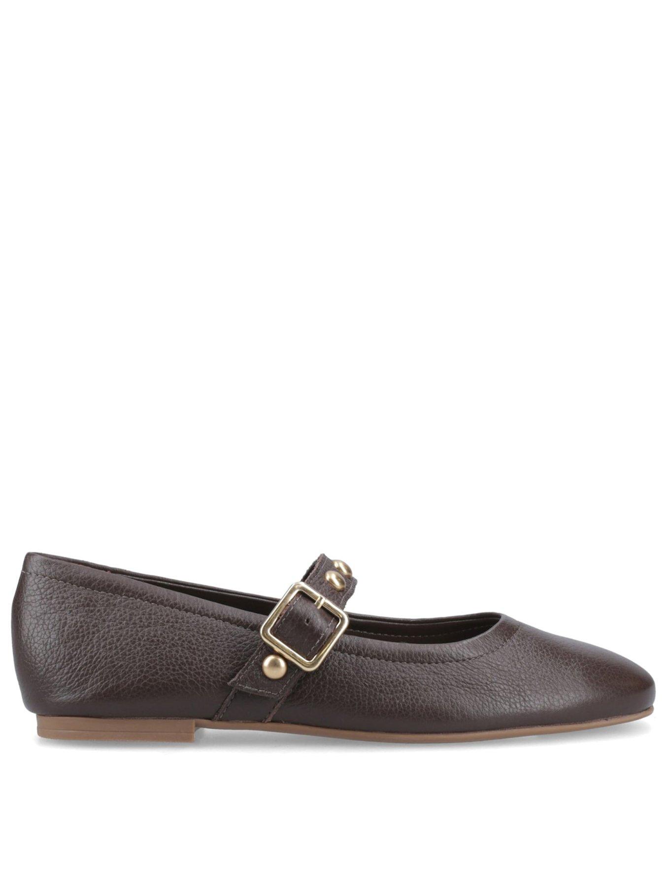 Hush Puppies Women's Brown Charlene Stud Ballerina Leather Chocolate Flats - Size 8 - Image 5