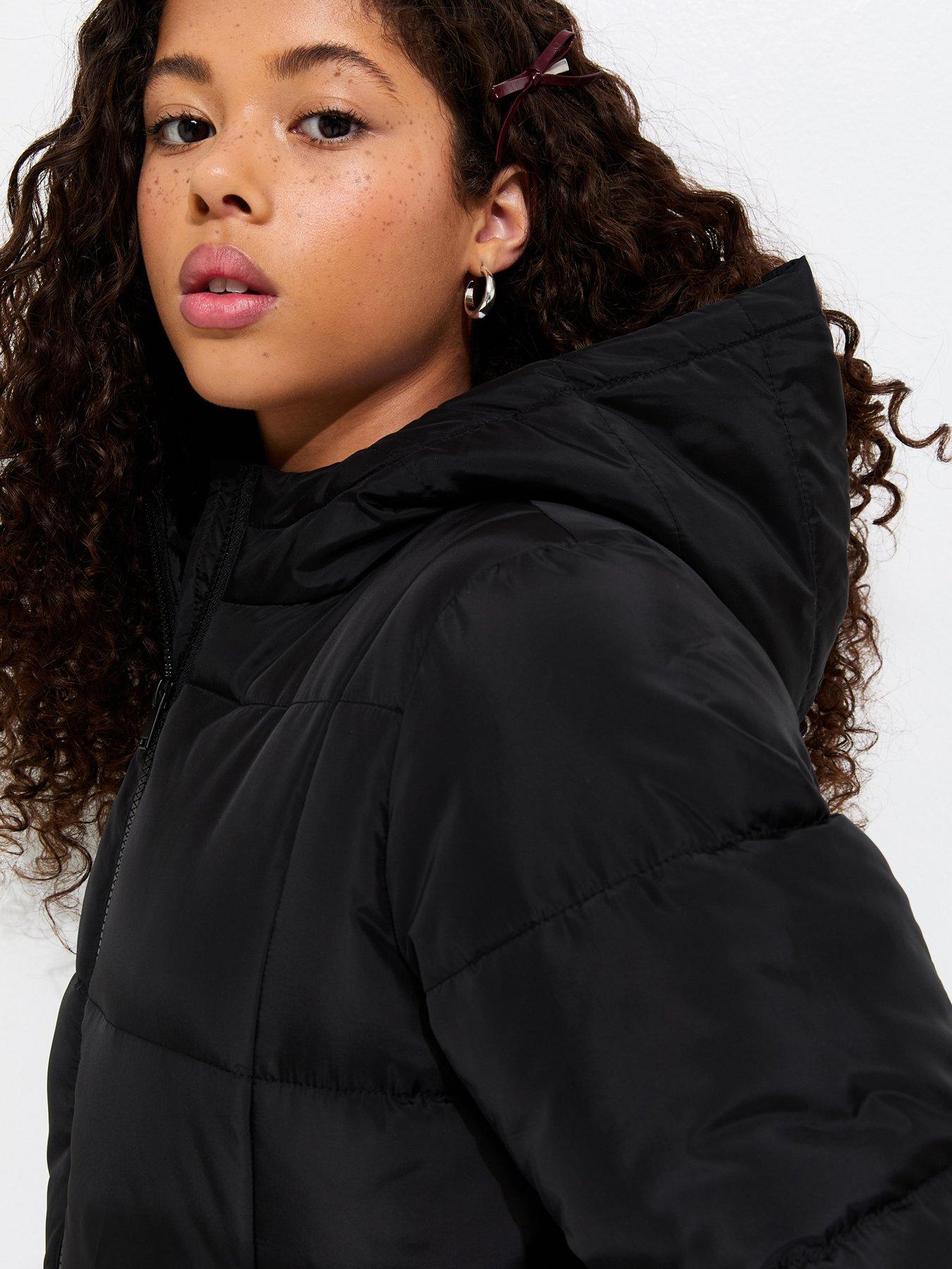 Image 5 of 6 of New Look 915 Girls Padded Hooded Zip Jacket - Black