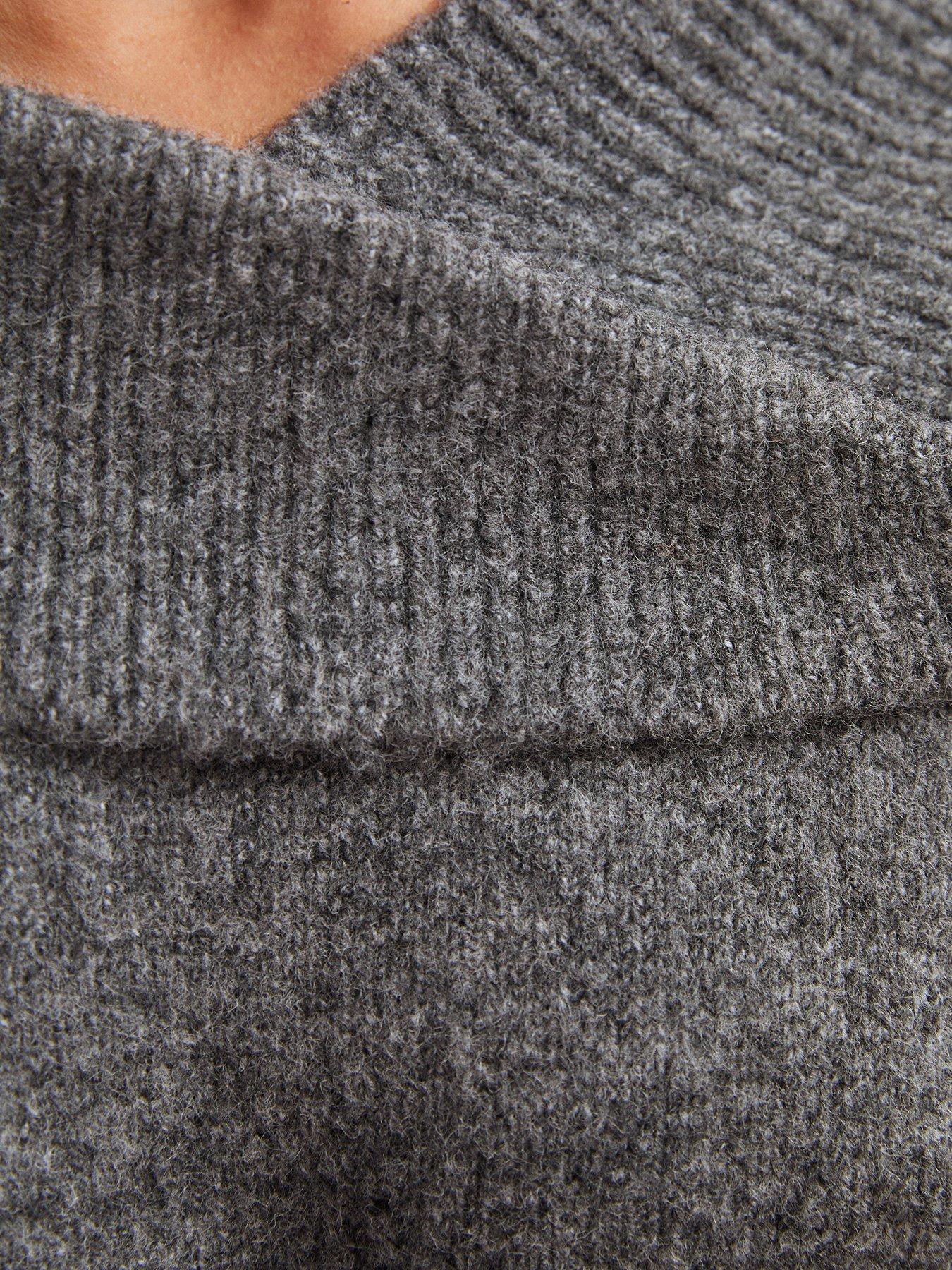 Image 6 of 6 of New Look Womens Wrap Over Bardot Neck Jumper - Grey