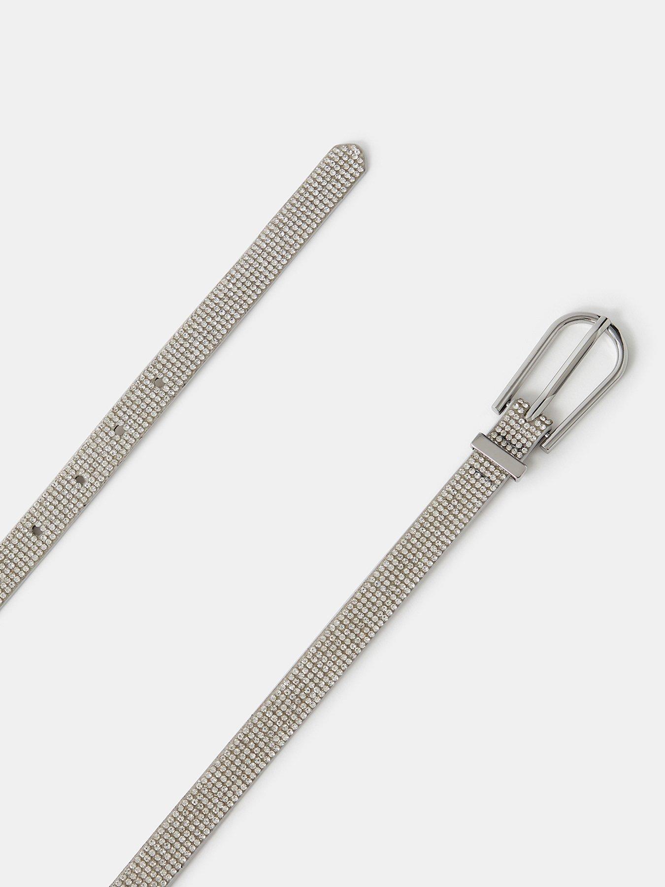 Image 2 of 2 of Accessorize Diamant&eacute; Embellished Slim Belt - Silver