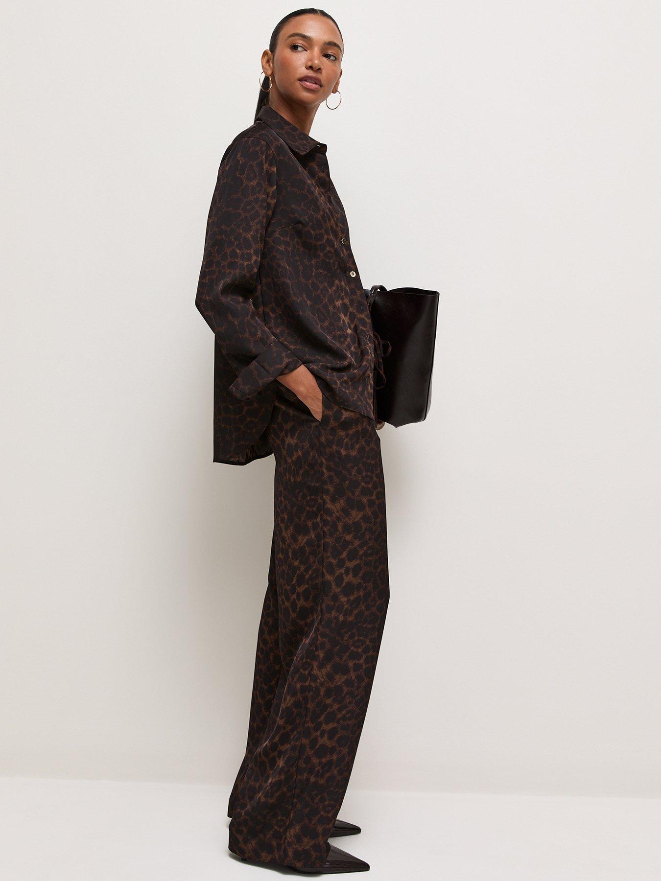 Image 4 of 6 of New Look Womens Oversized Leopard Print Shirt - Brown
