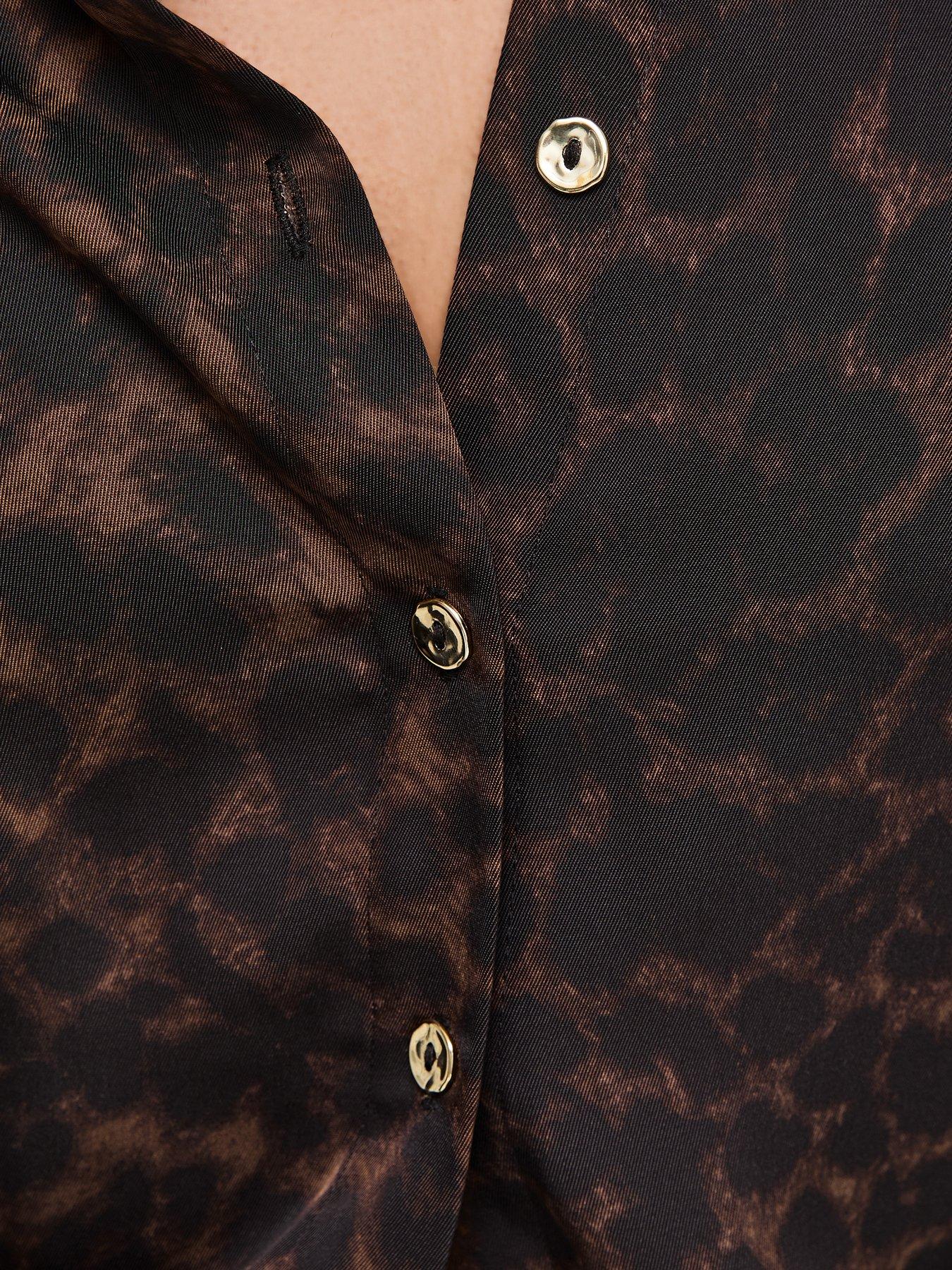 Image 6 of 6 of New Look Womens Oversized Leopard Print Shirt - Brown