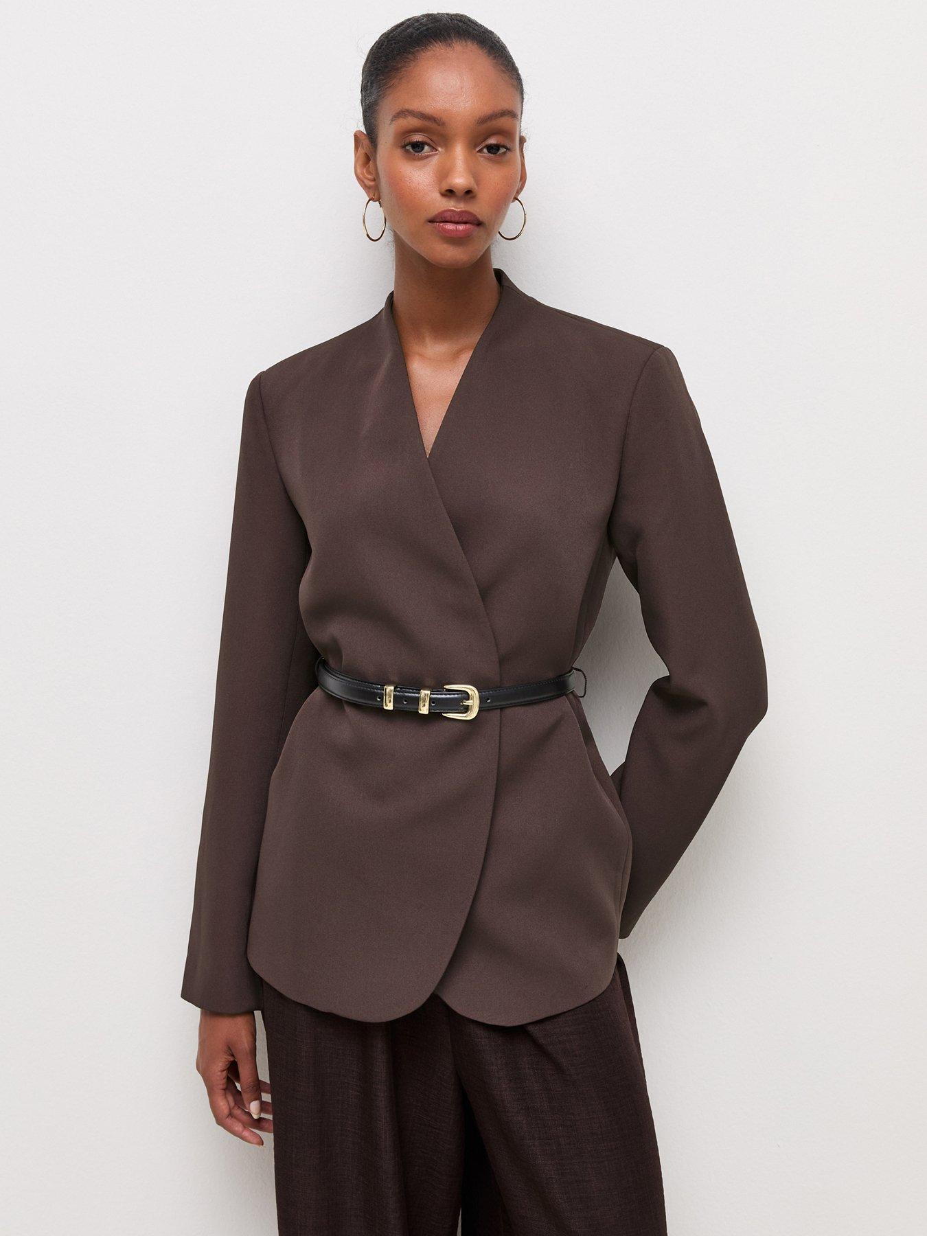 New Look Collarless Belted Blazer - Red