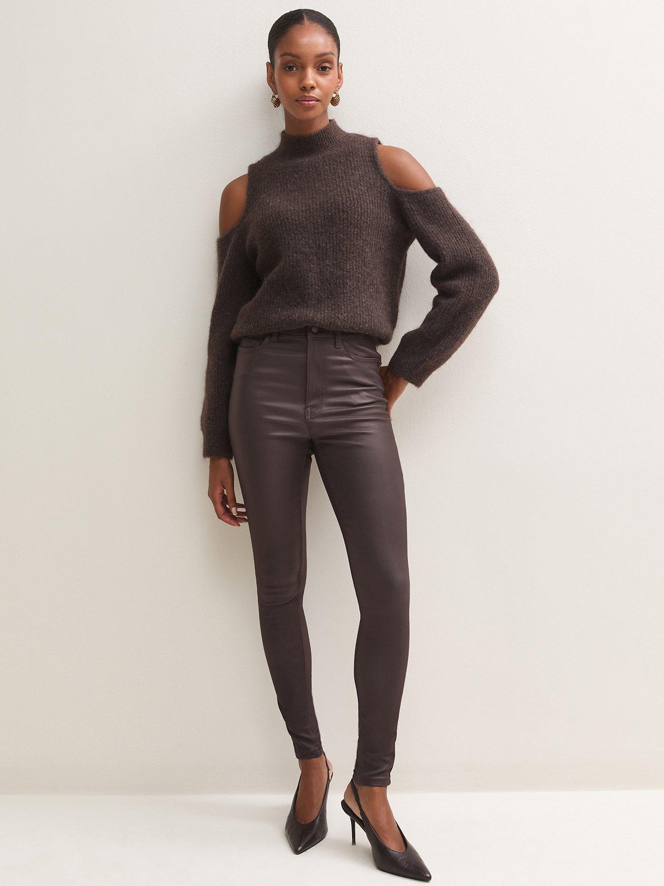 Image 1 of 5 of New Look Womens Jenna Coated Skinny Leg Jeans - Brown
