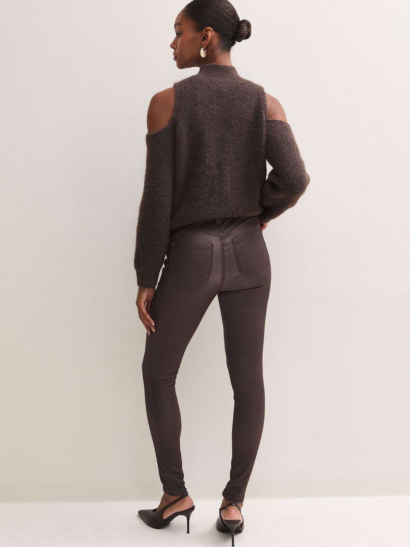 Image 2 of 5 of New Look Womens Jenna Coated Skinny Leg Jeans - Brown