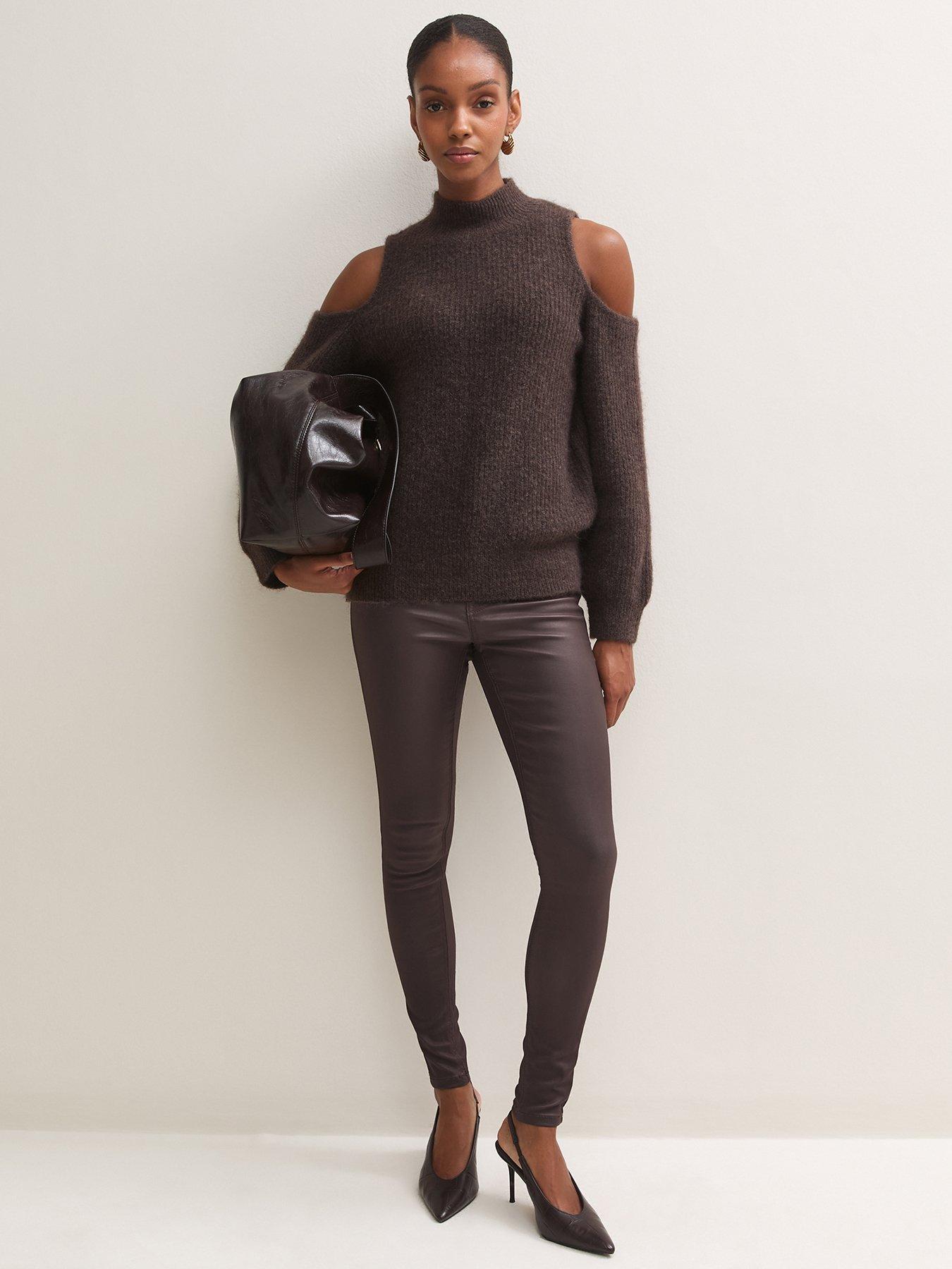 Image 3 of 5 of New Look Womens Jenna Coated Skinny Leg Jeans - Brown
