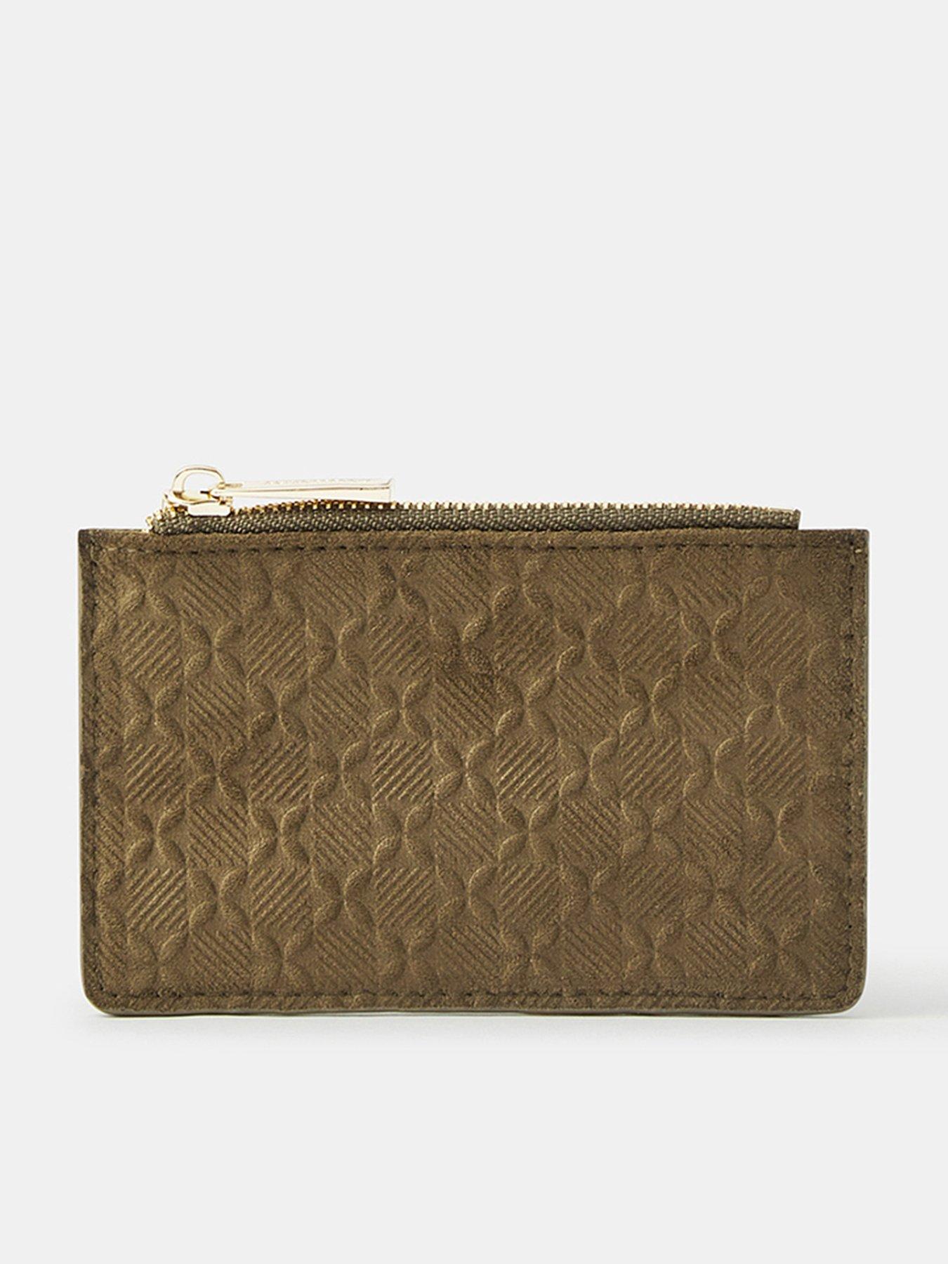 Accessorize Suedette Zip Cardholder - Green