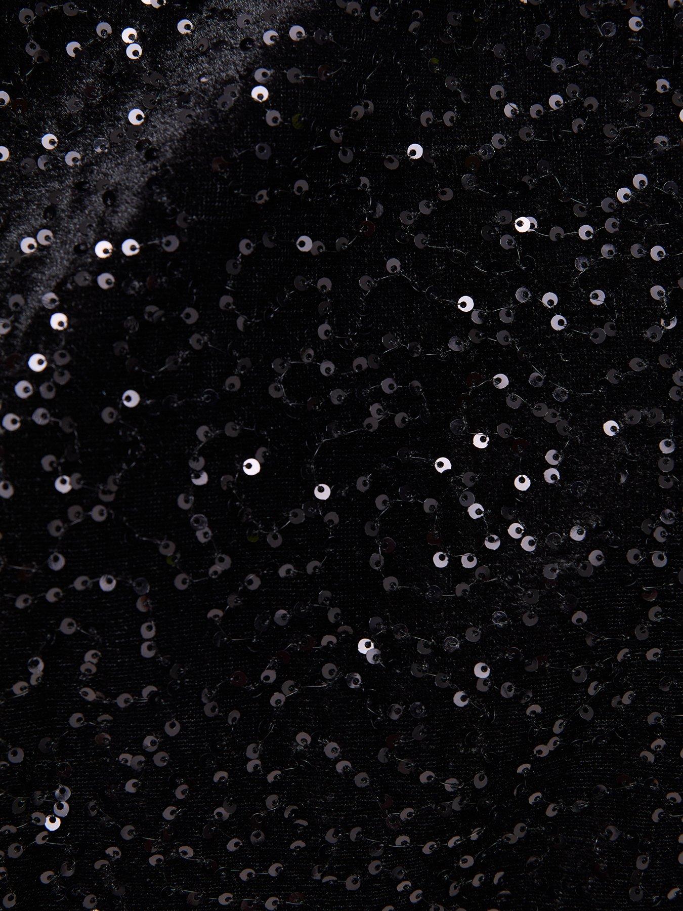 Image 5 of 5 of New Look Womens Sequin Lace Trim Sleeveless Top - Black