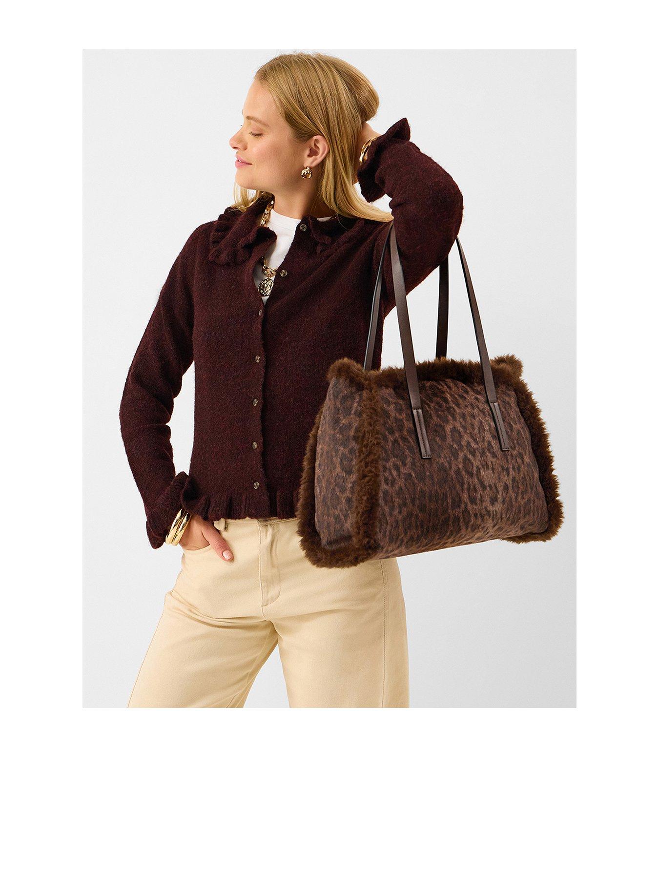 Accessorize Leopard Print Textile Shoulder Tote Bag - Brown
