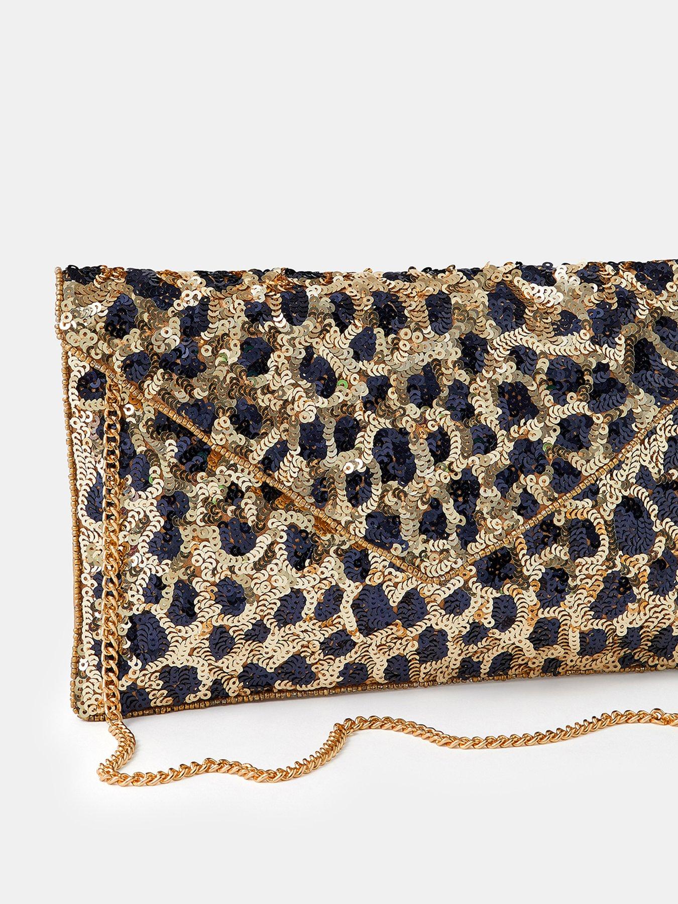 Image 4 of 5 of Accessorize Leopard Sequin Clutch Bag