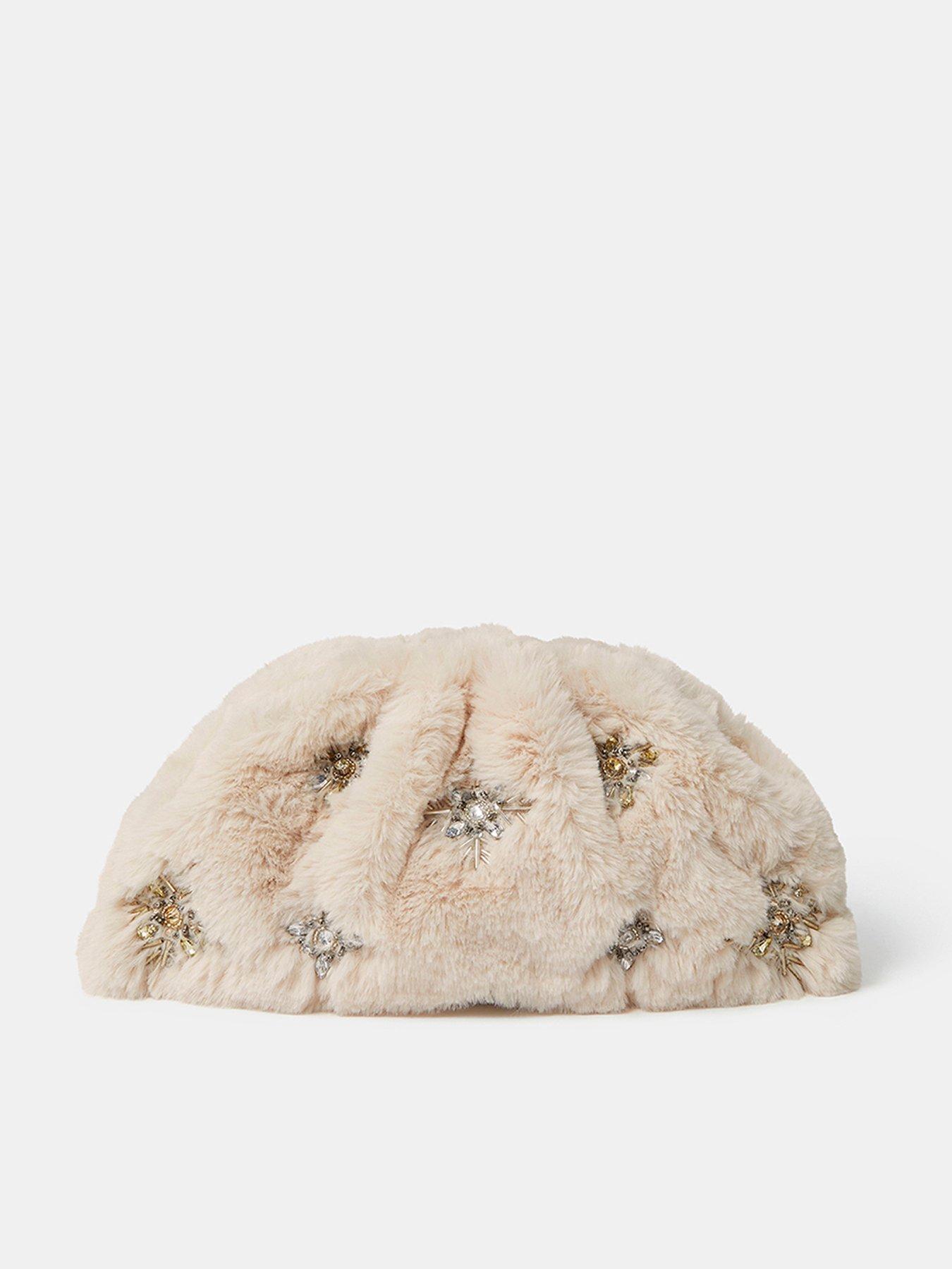 Image 1 of 4 of Accessorize Embellished Faux Fur Clutch Bag