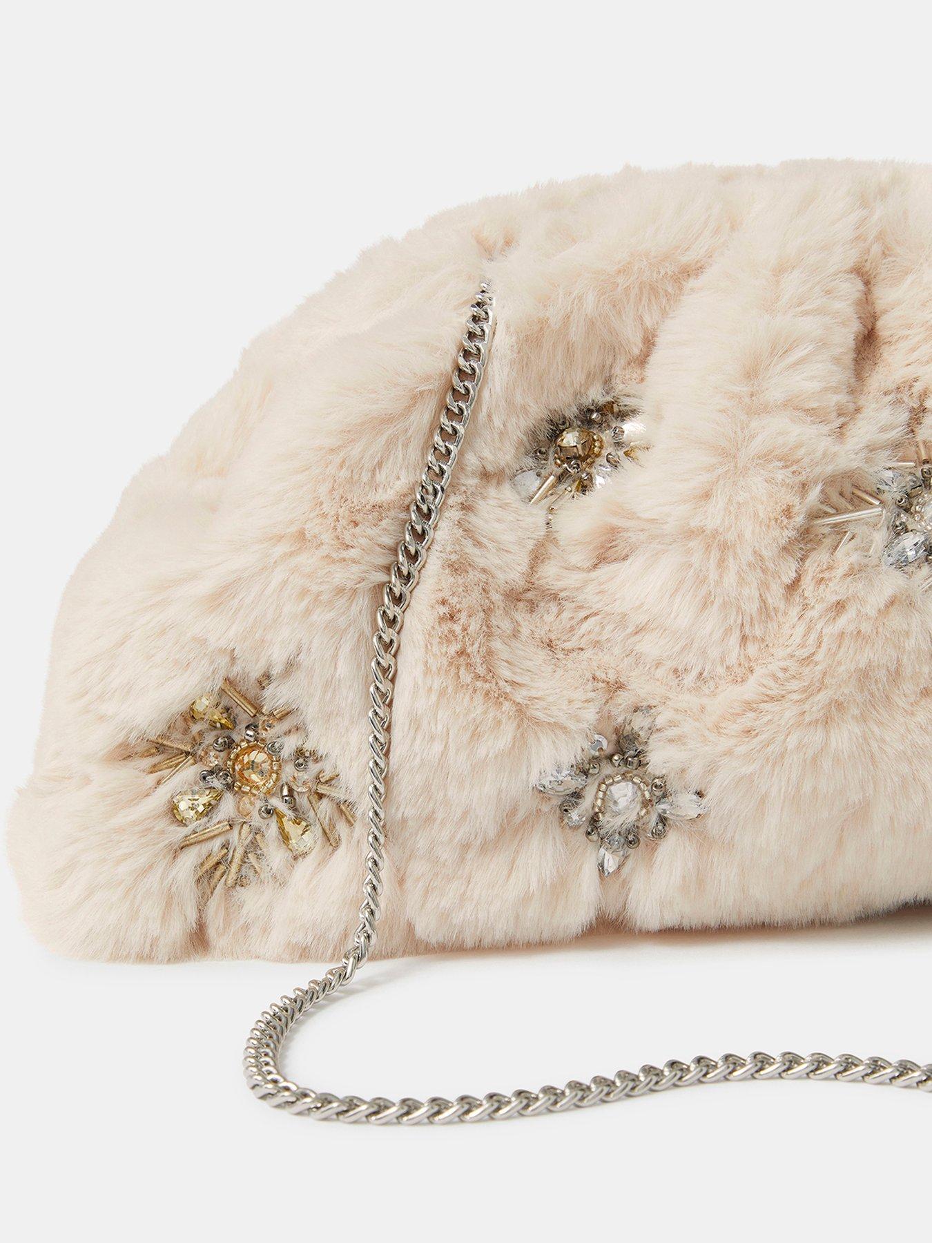 Image 3 of 4 of Accessorize Embellished Faux Fur Clutch Bag