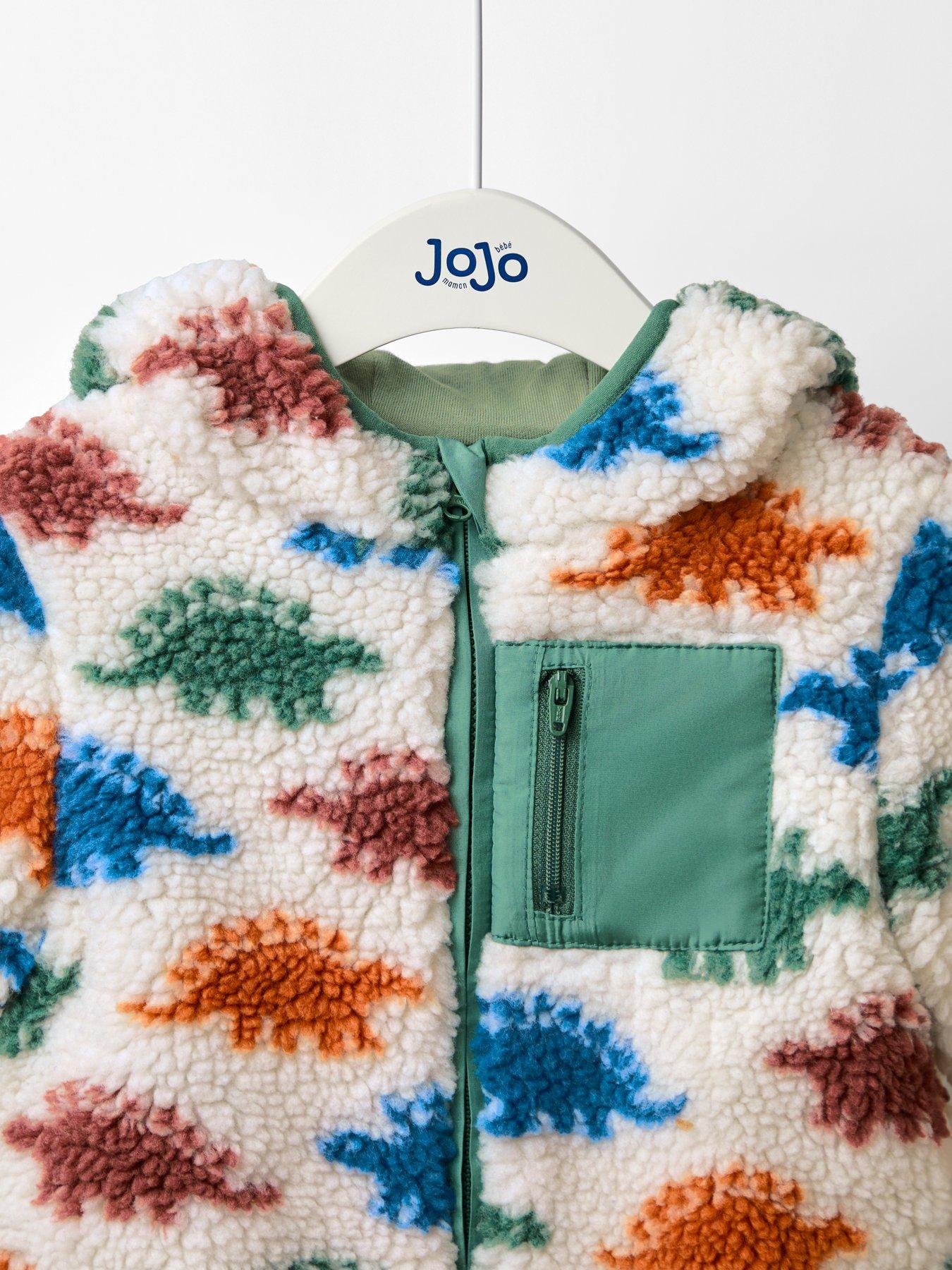 Image 5 of 7 of JoJo Maman Bebe Toddler Boys Stegosaurus Hooded Teddy Borg Jacket - Beige
