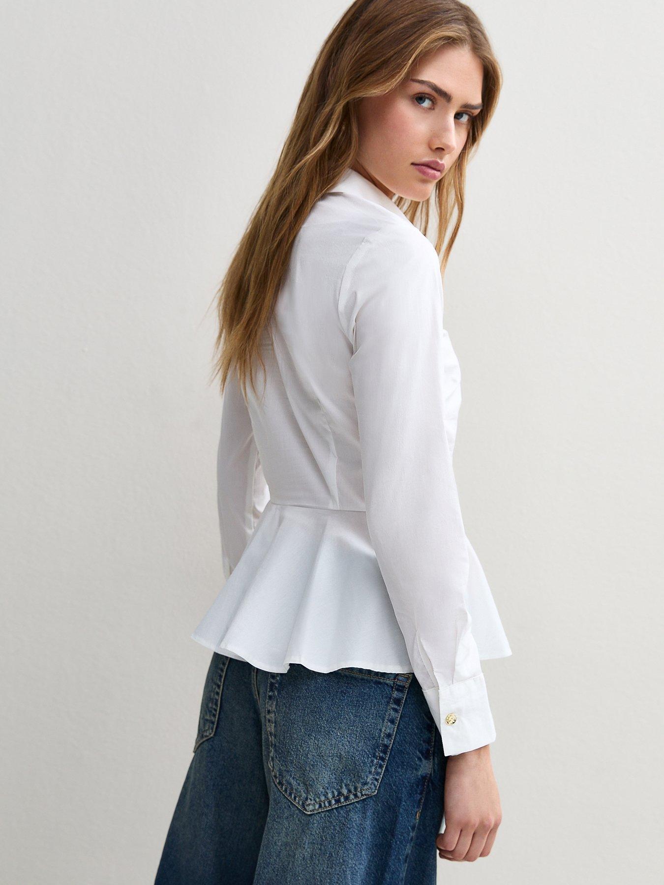 Image 2 of 5 of New Look Harry Peplum Gold Btn Shirt