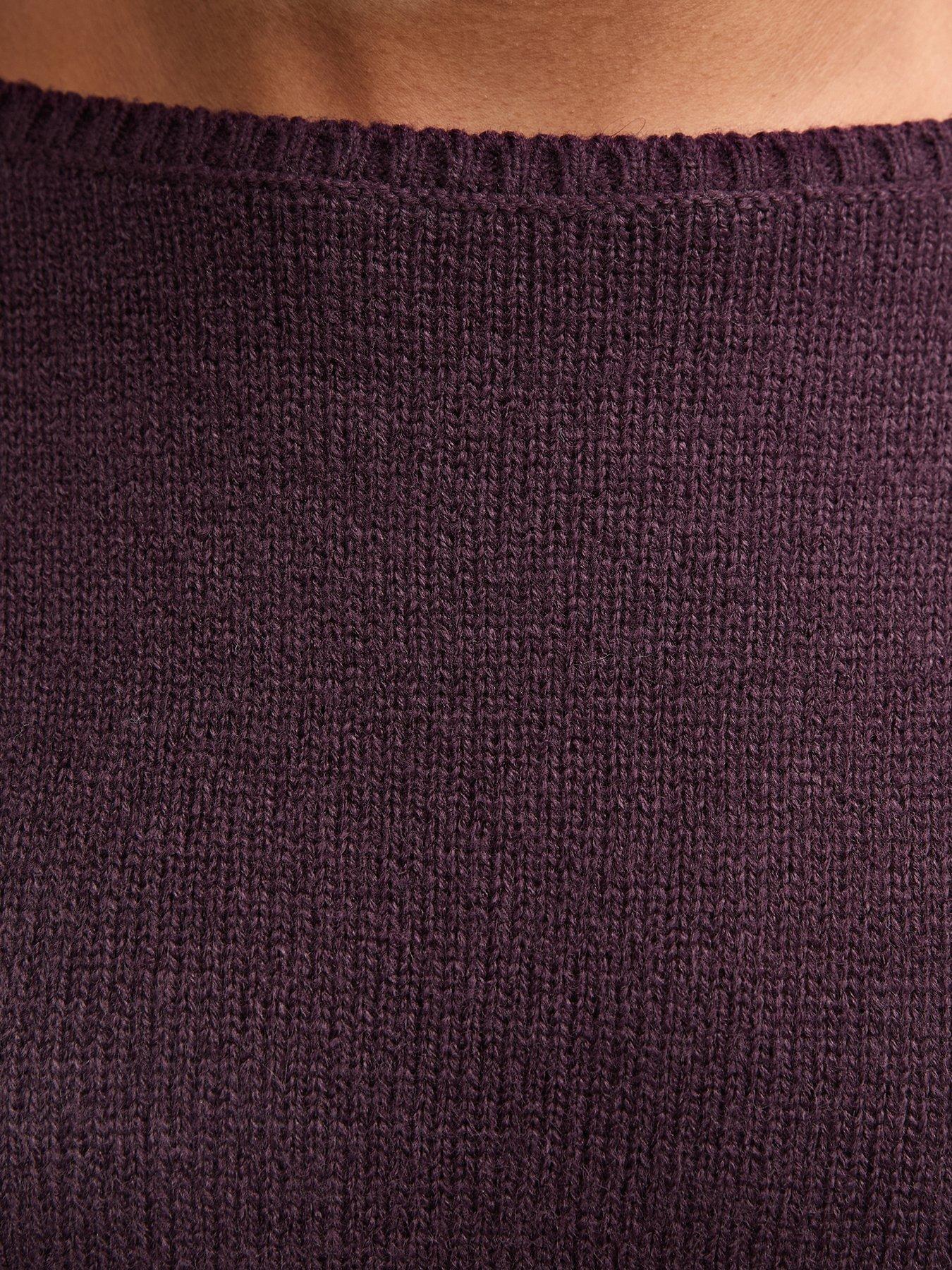 Image 5 of 5 of New Look 915 Girls Slash Neck Cropped Knitted Jumper - Purple