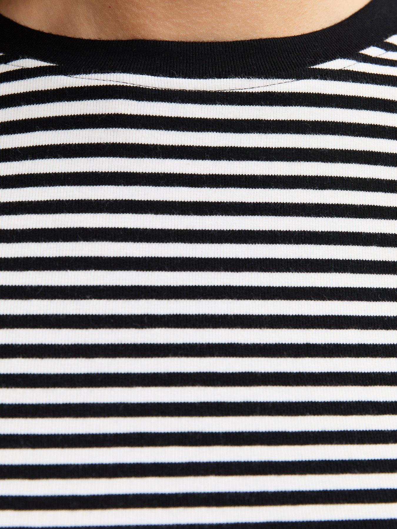 Image 6 of 6 of New Look Womens Premium Striped Long Sleeve T-Shirt - White