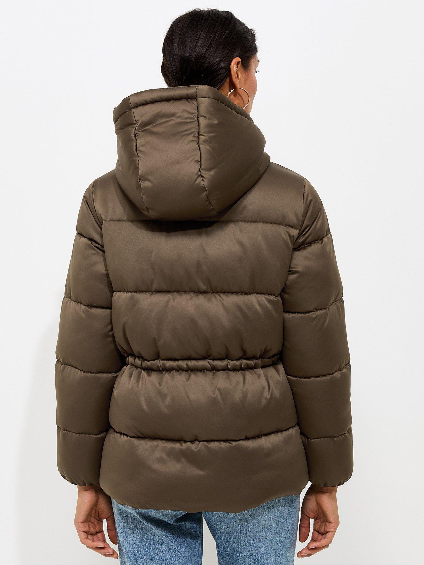 Image 2 of 5 of New Look Drawstring Waist Quilted Puffer Jacket - Green