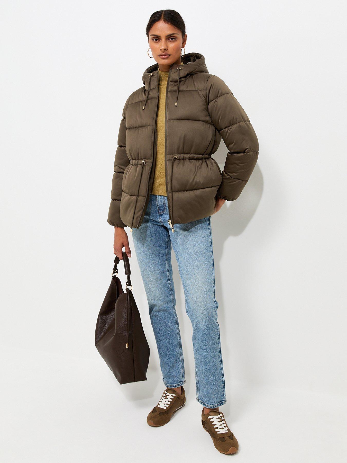 Image 3 of 5 of New Look Drawstring Waist Quilted Puffer Jacket - Green