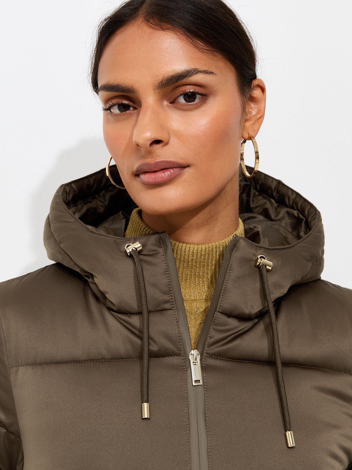 Image 4 of 5 of New Look Drawstring Waist Quilted Puffer Jacket - Green