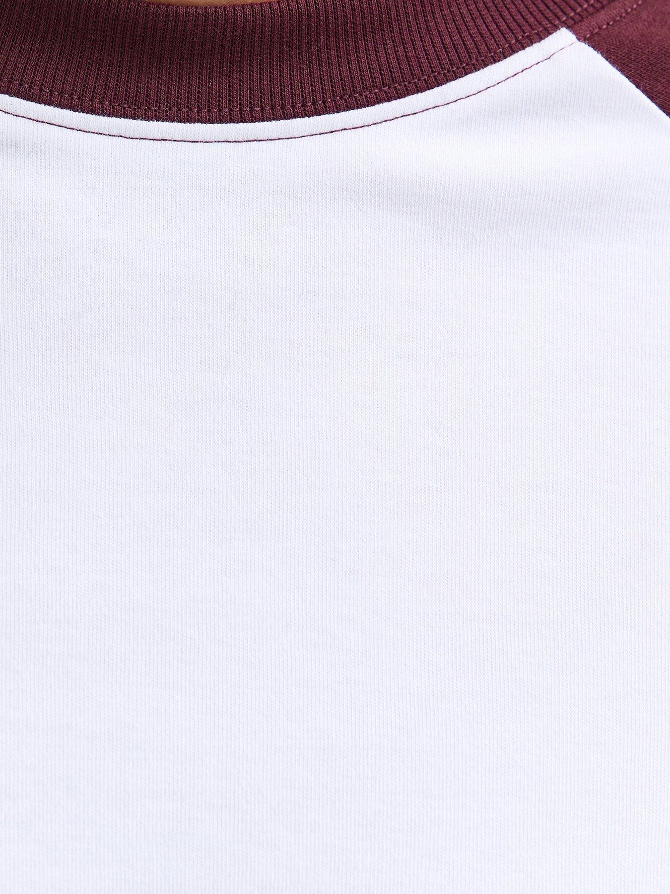 Image 6 of 6 of New Look Womens Heavyweight Cotton Raglan Long Sleeve T-Shirt - Red