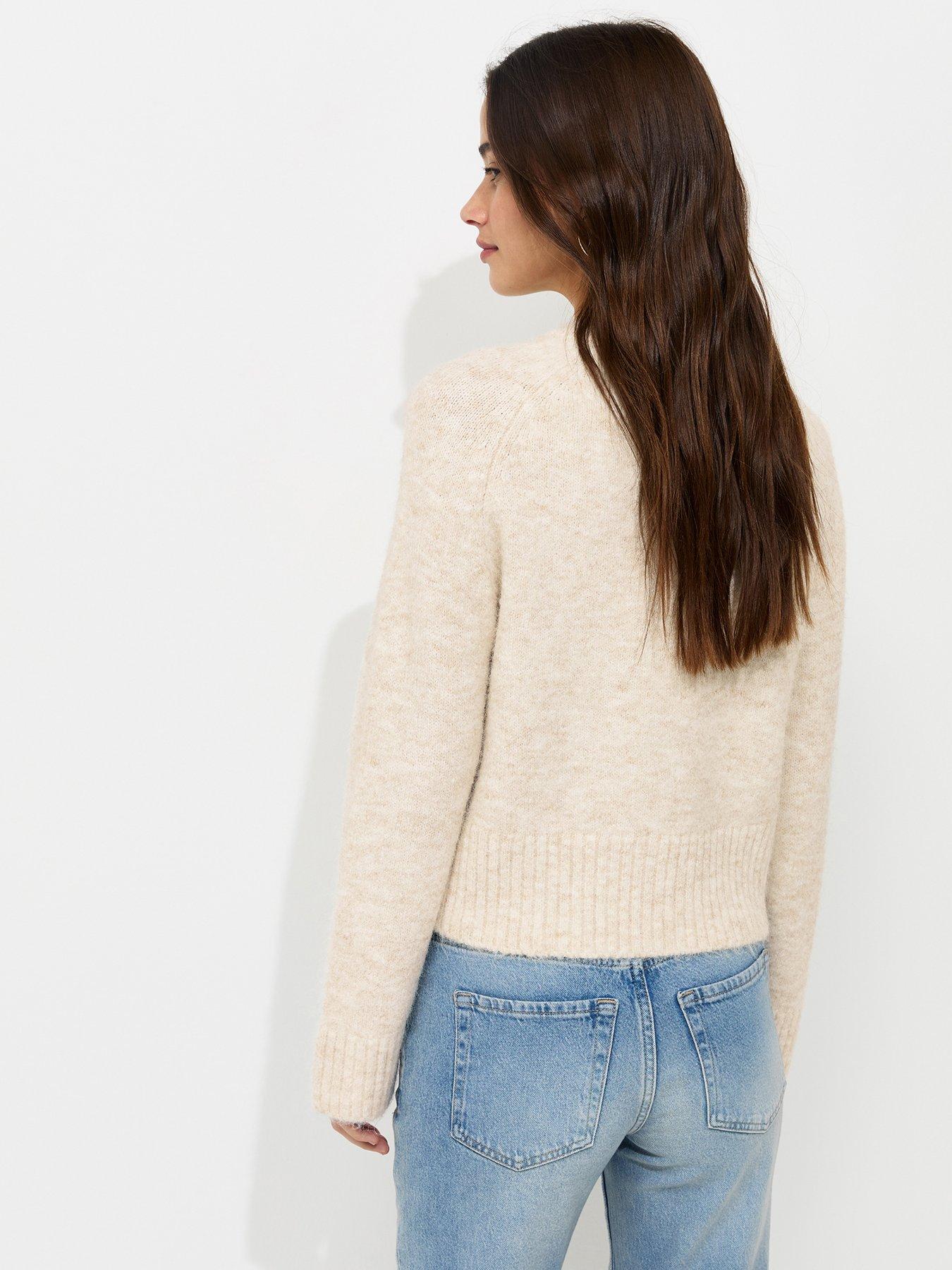 Image 2 of 5 of New Look Raglan Sleeve Knitted Jumper - Cream