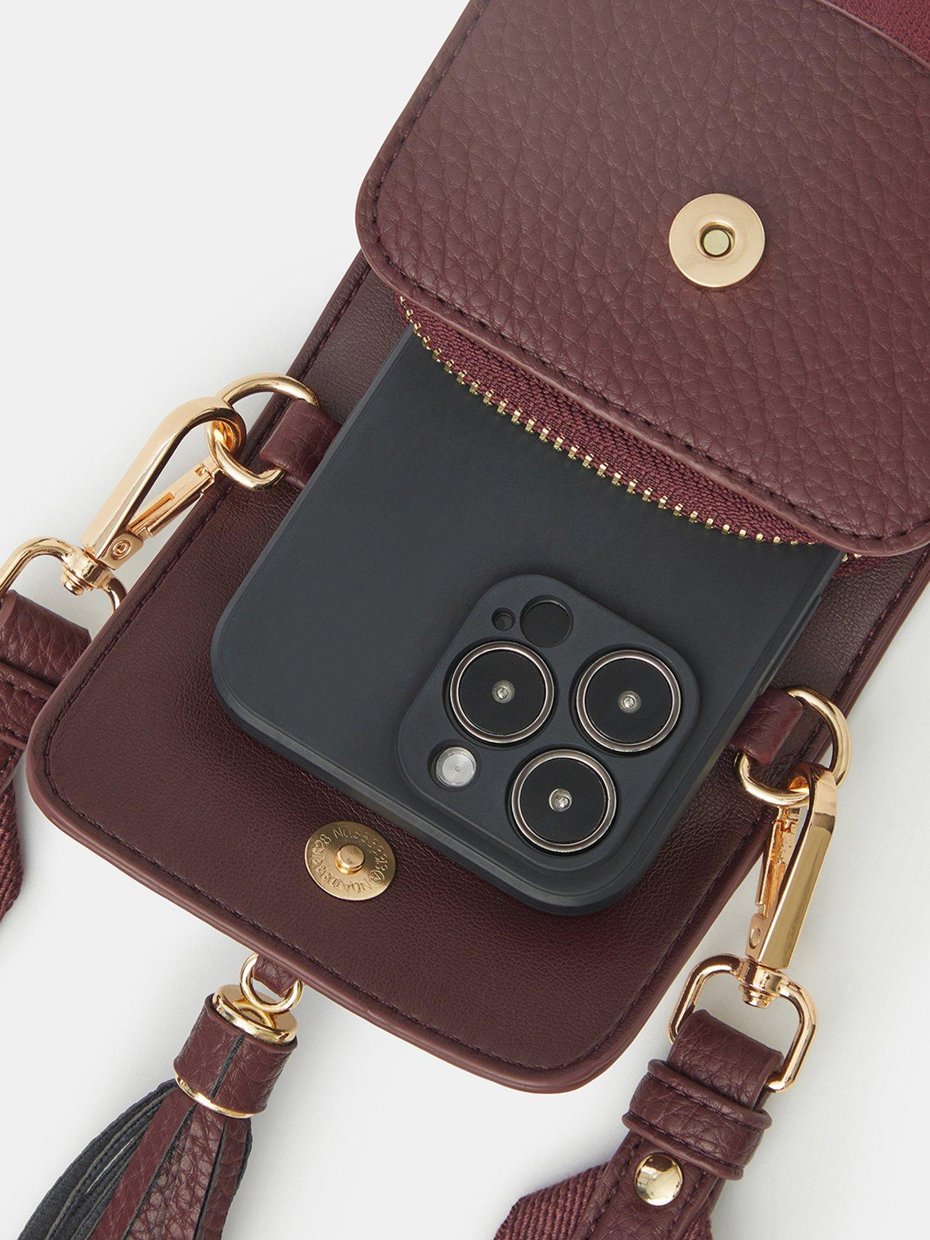 Image 4 of 5 of Accessorize Tassel Charm Phone Bag - Red