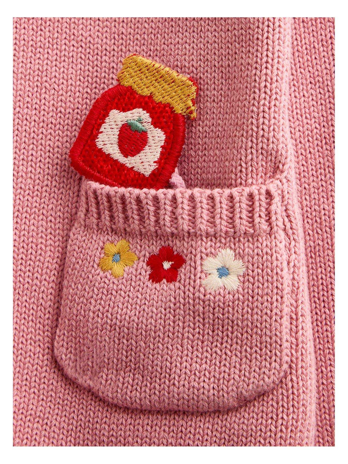 Image 2 of 5 of JoJo Maman Bebe Toddler Girls Applique Mouse And Jam Pet In Pocket Cardigan - Light Pink