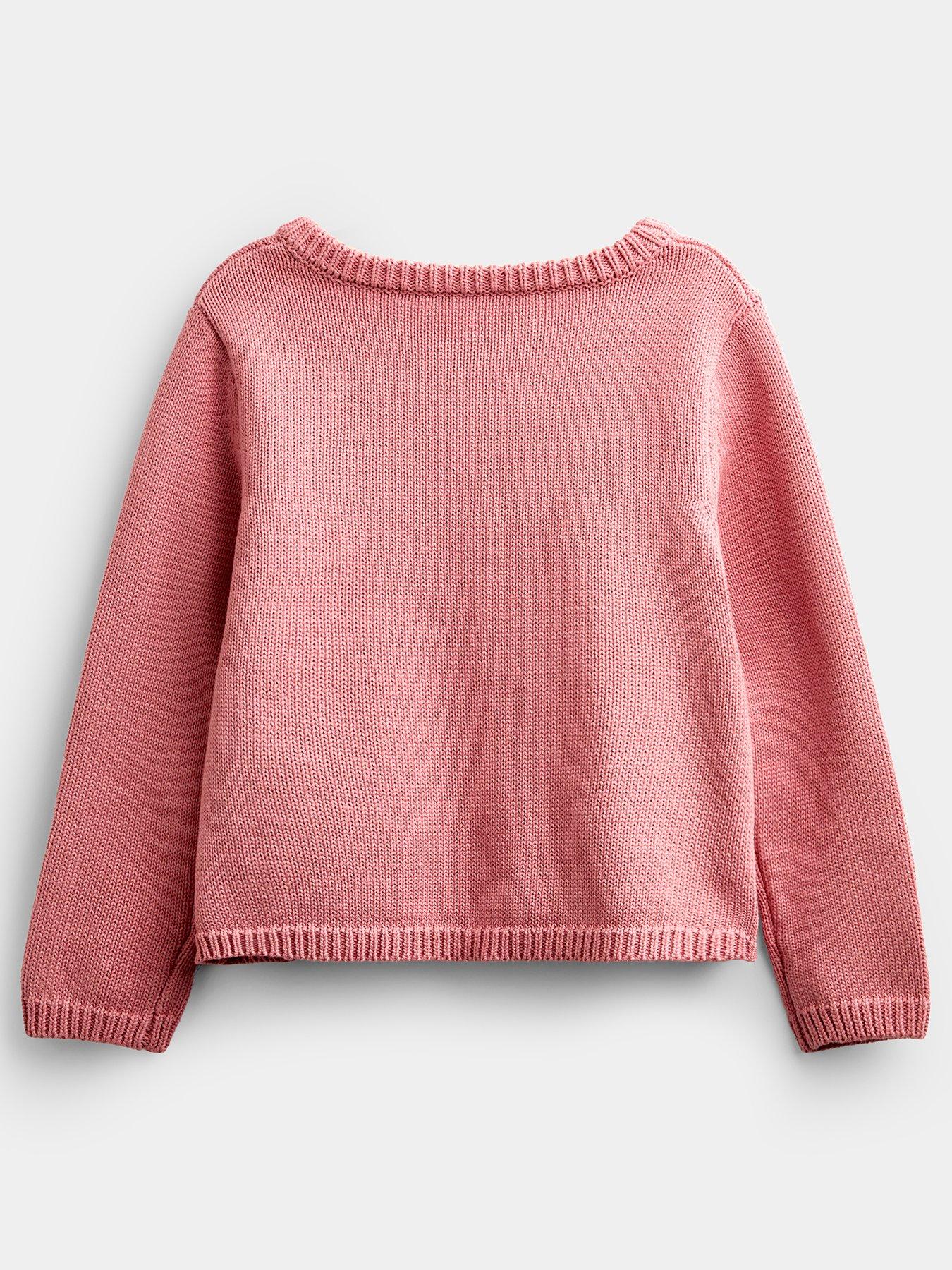 Image 3 of 5 of JoJo Maman Bebe Toddler Girls Applique Mouse And Jam Pet In Pocket Cardigan - Light Pink