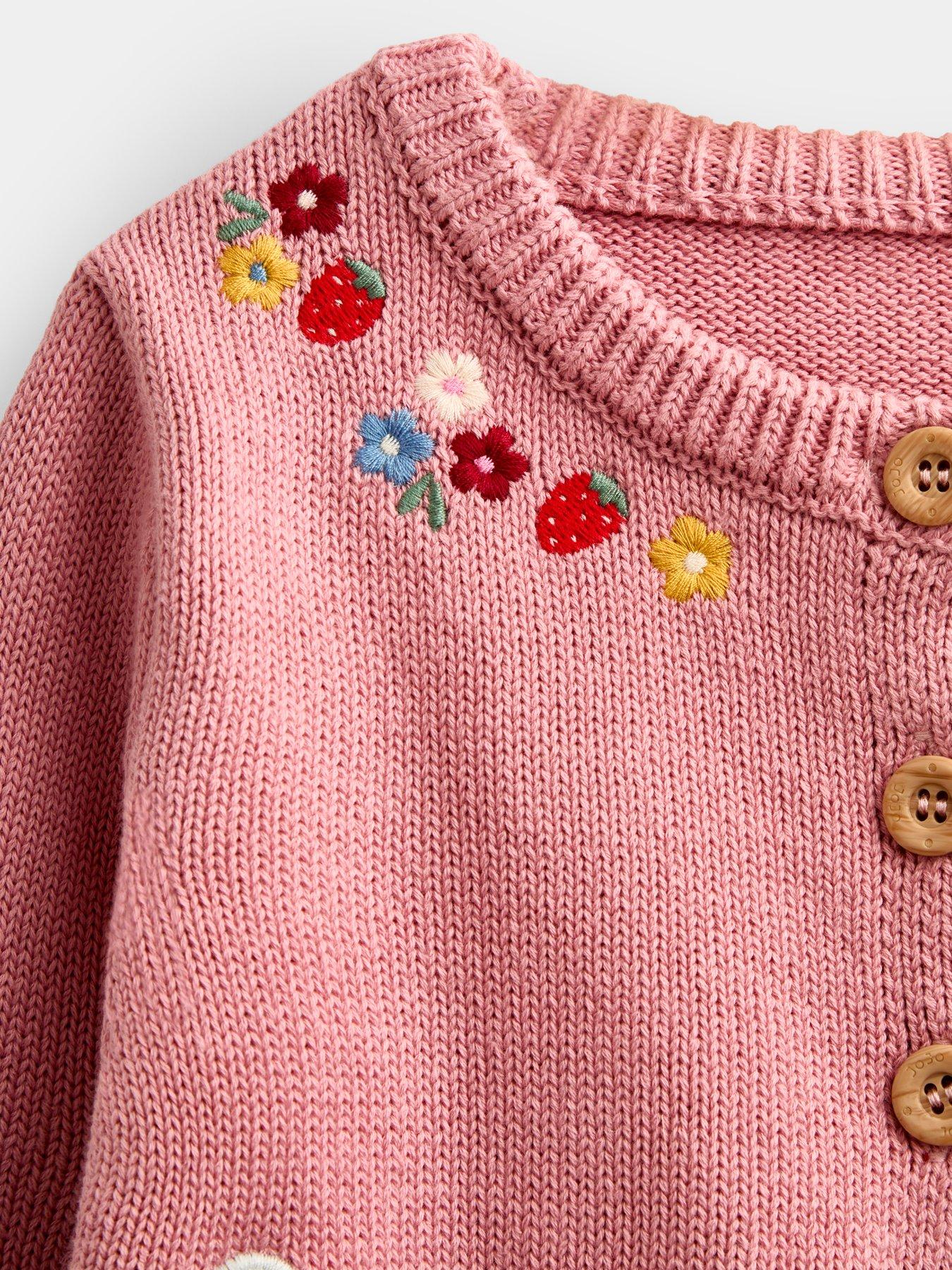 Image 4 of 5 of JoJo Maman Bebe Toddler Girls Applique Mouse And Jam Pet In Pocket Cardigan - Light Pink