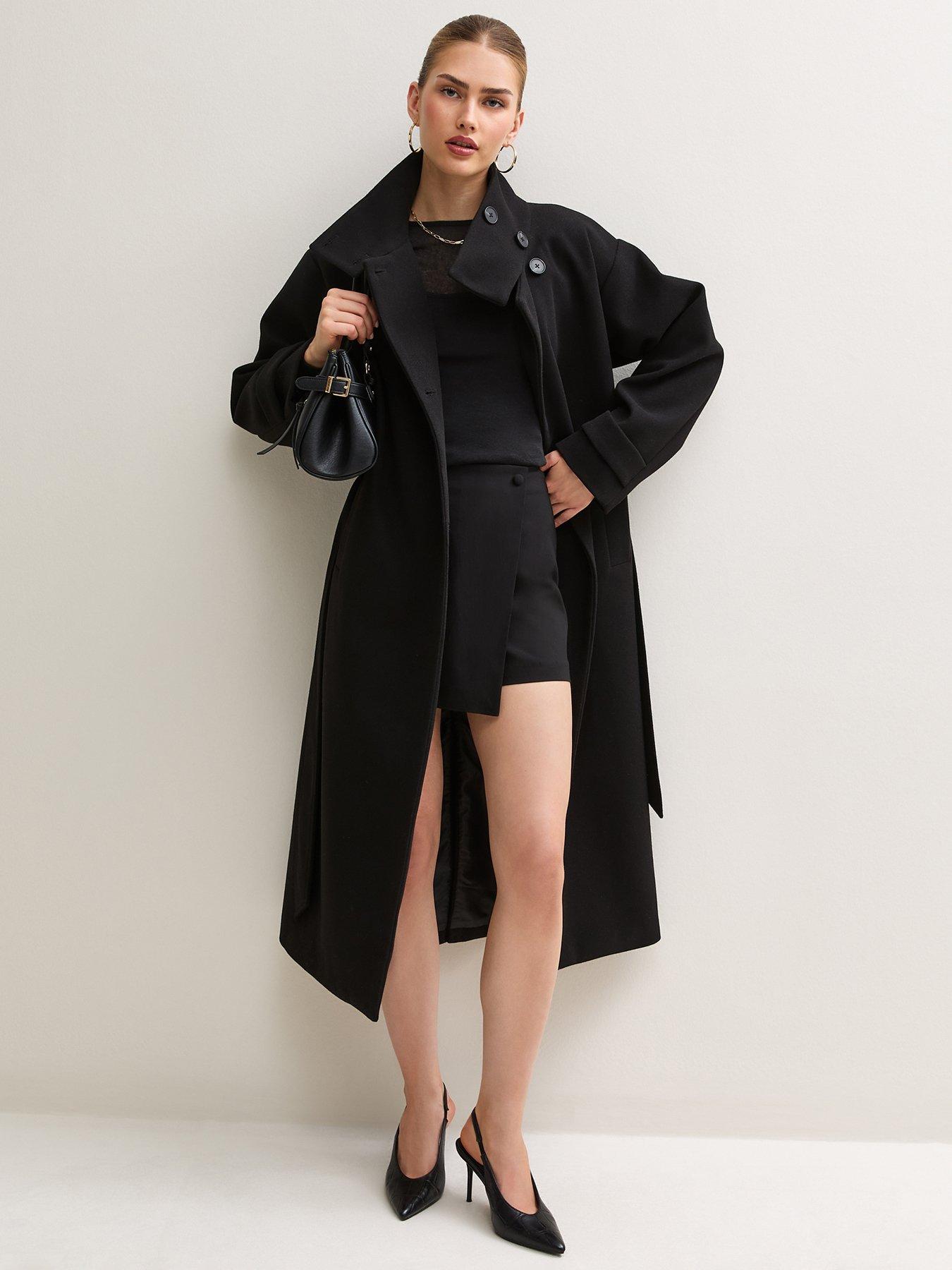 Image 4 of 6 of New Look Womens Tailored Wrap-Front Mini Skort - Black