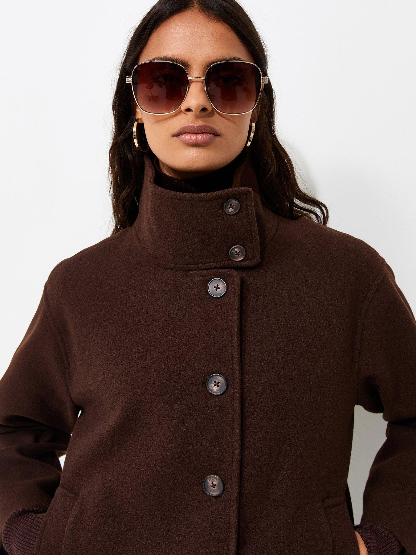 Image 4 of 5 of New Look Woven Funnel Neck Jacket - Brown
