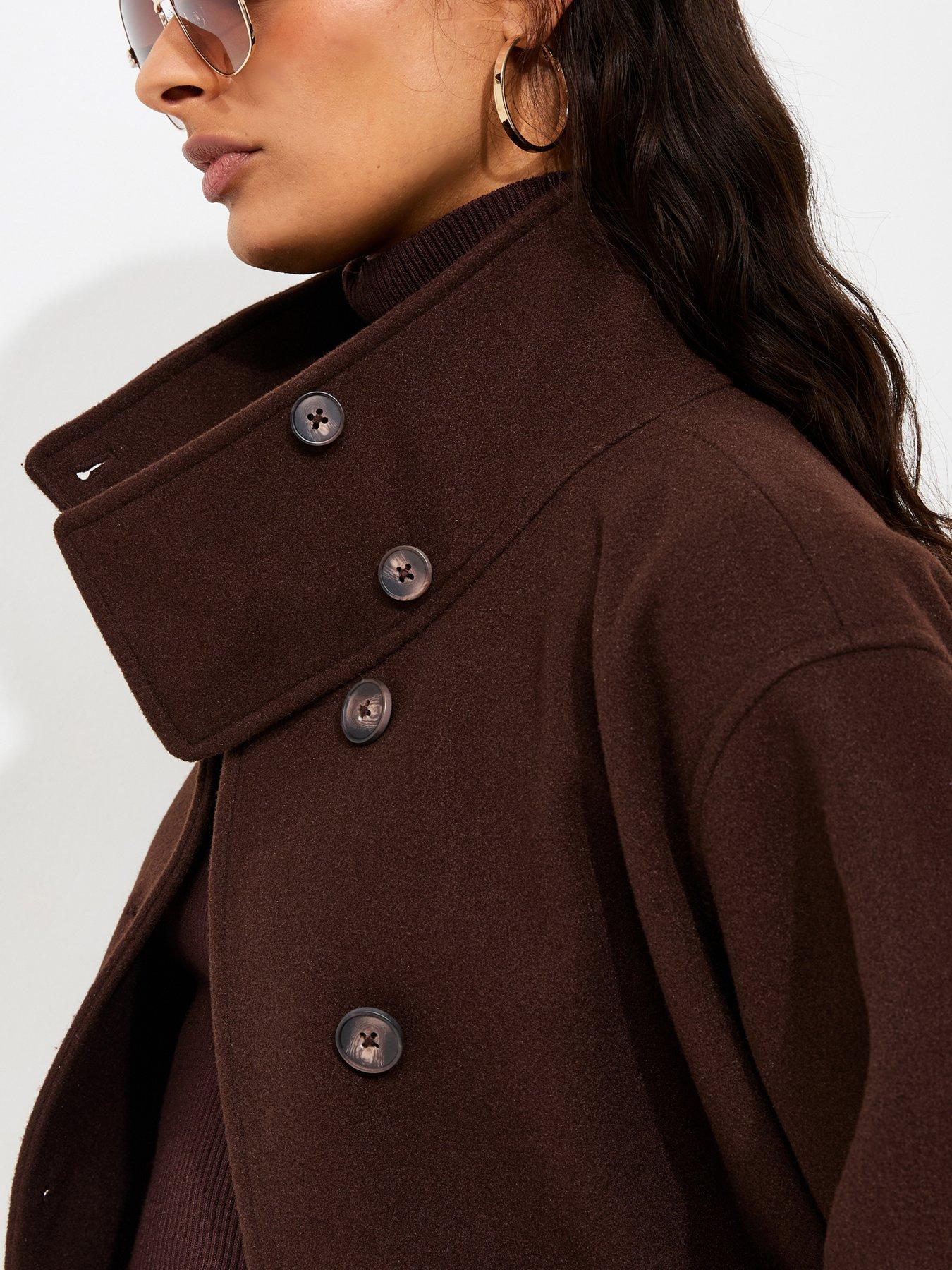 Image 5 of 5 of New Look Woven Funnel Neck Jacket - Brown