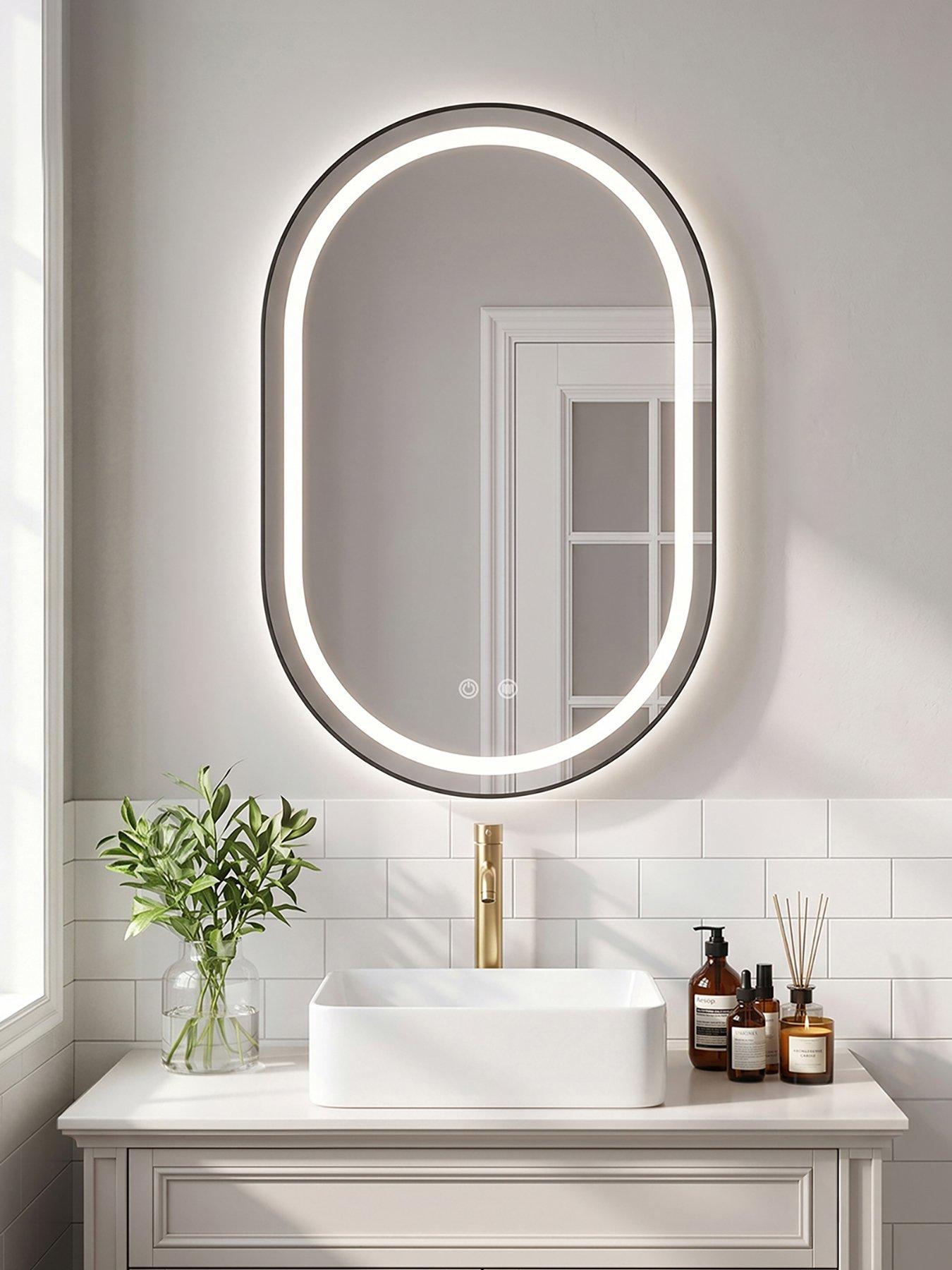 Image 1 of 7 of Living and Home Wall Mounted Oval Led Bathroom Mirror