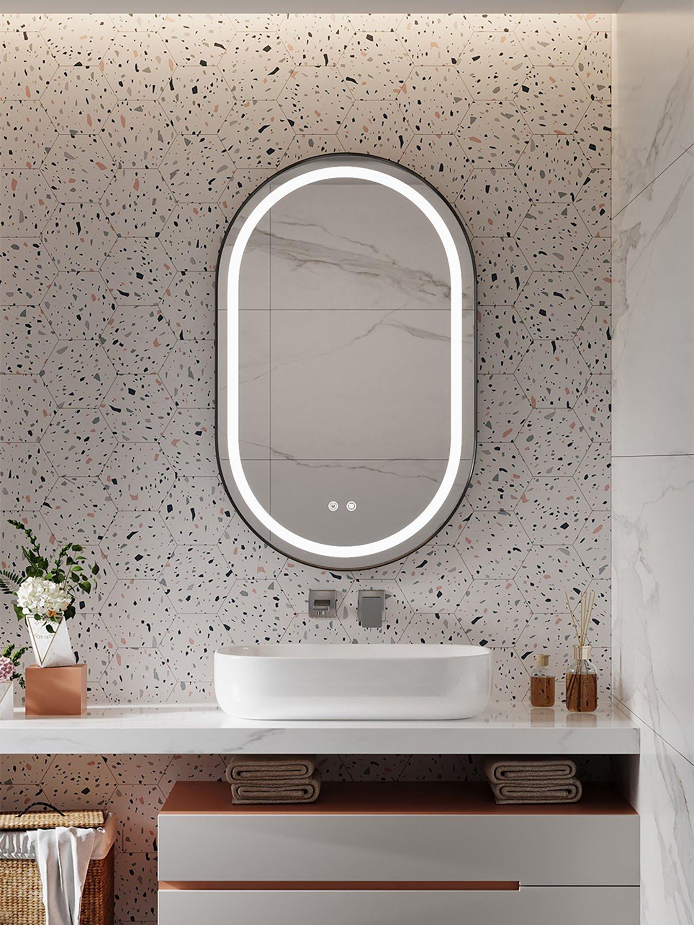 Image 4 of 7 of Living and Home Wall Mounted Oval Led Bathroom Mirror