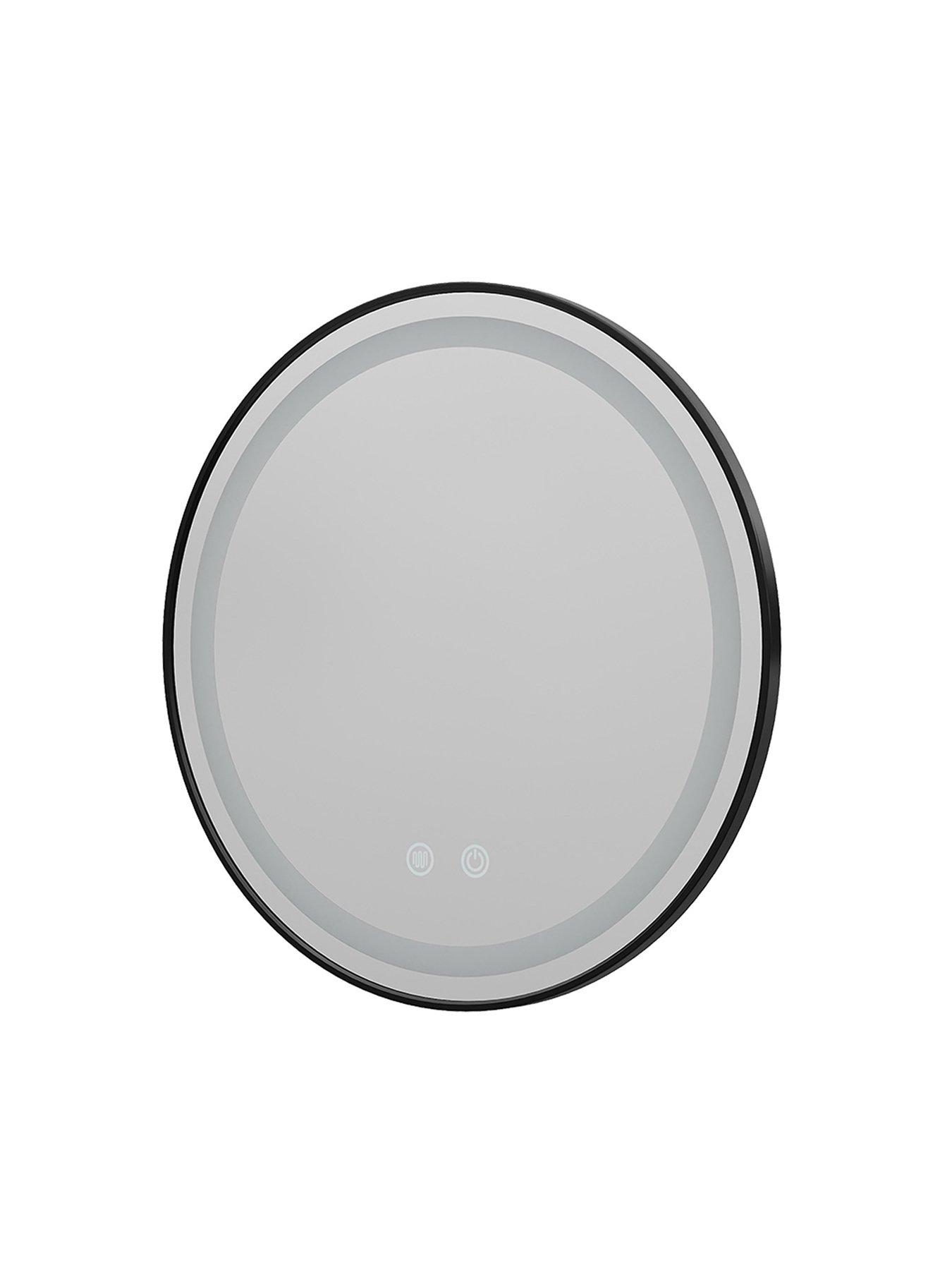 Image 3 of 7 of Living and Home Black Wall Mounted Round Adjustable Led Bathroom Mirror Dia 60cm