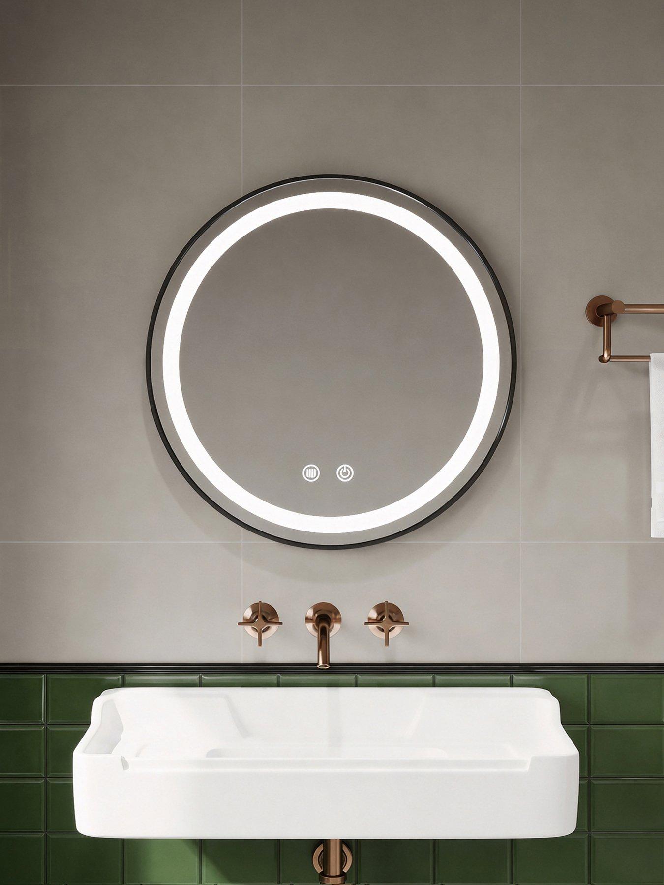 Image 5 of 7 of Living and Home Black Wall Mounted Round Adjustable Led Bathroom Mirror Dia 60cm